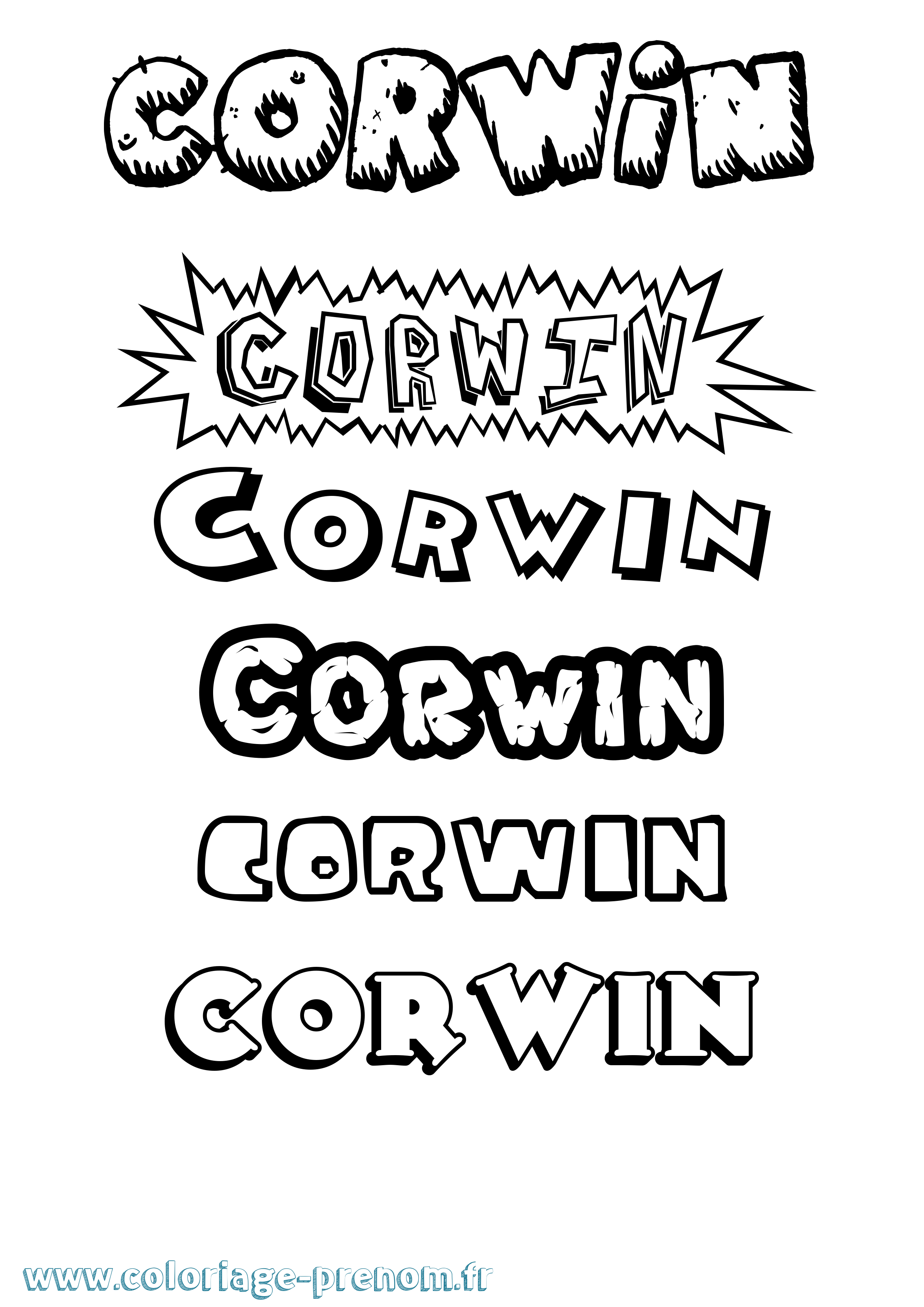 Coloriage prénom Corwin Dessin Animé
