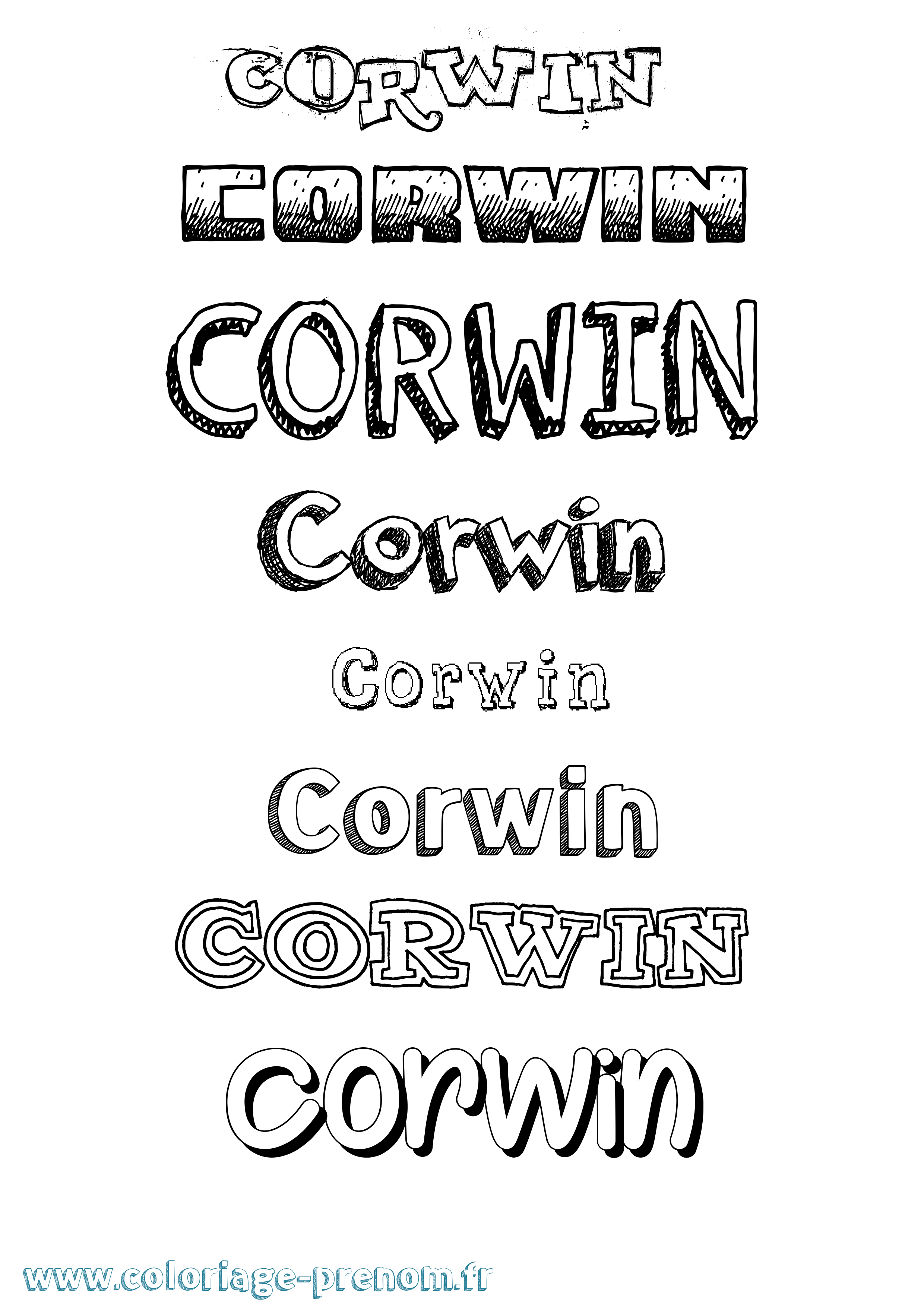 Coloriage prénom Corwin Dessiné