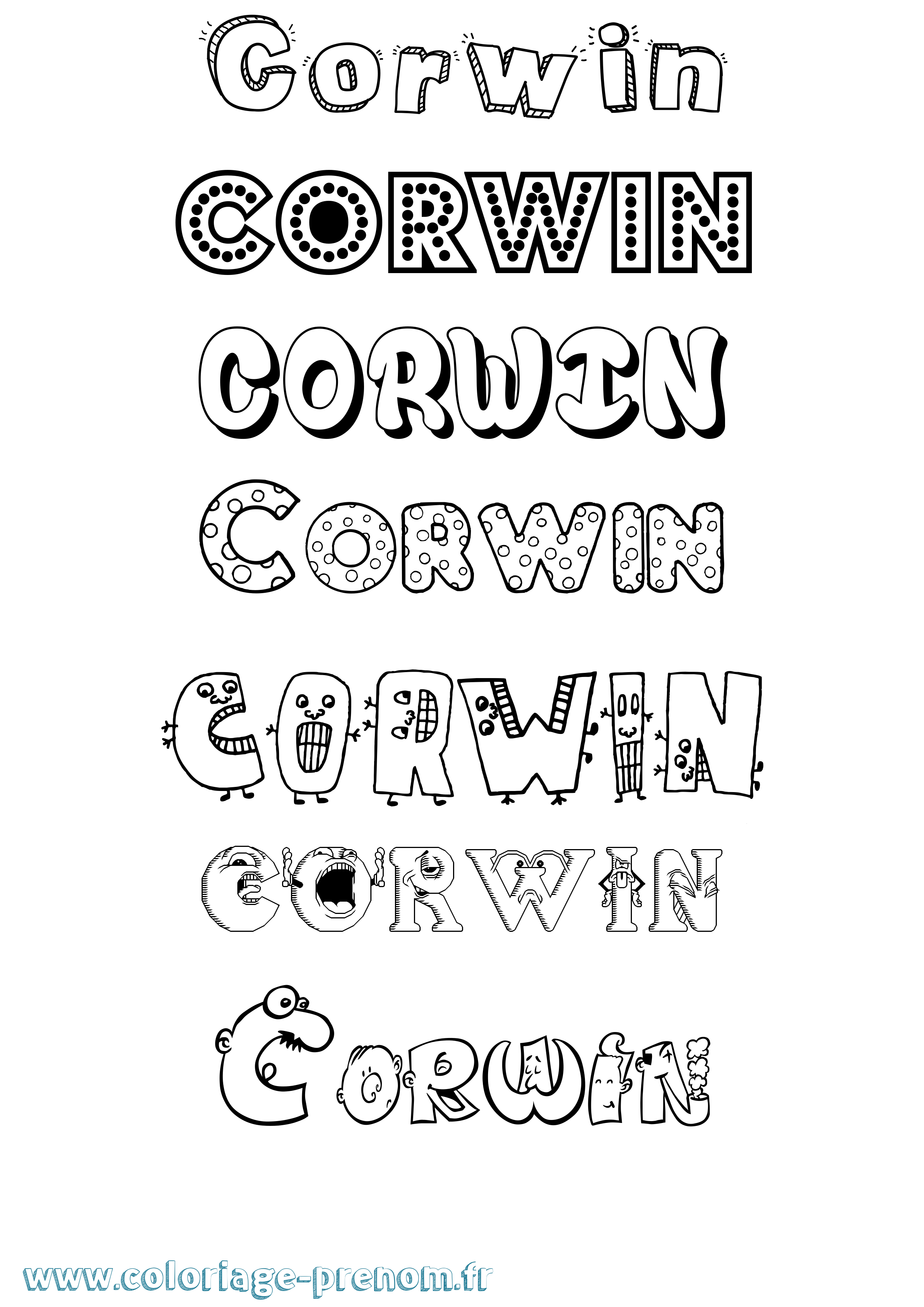 Coloriage prénom Corwin Fun