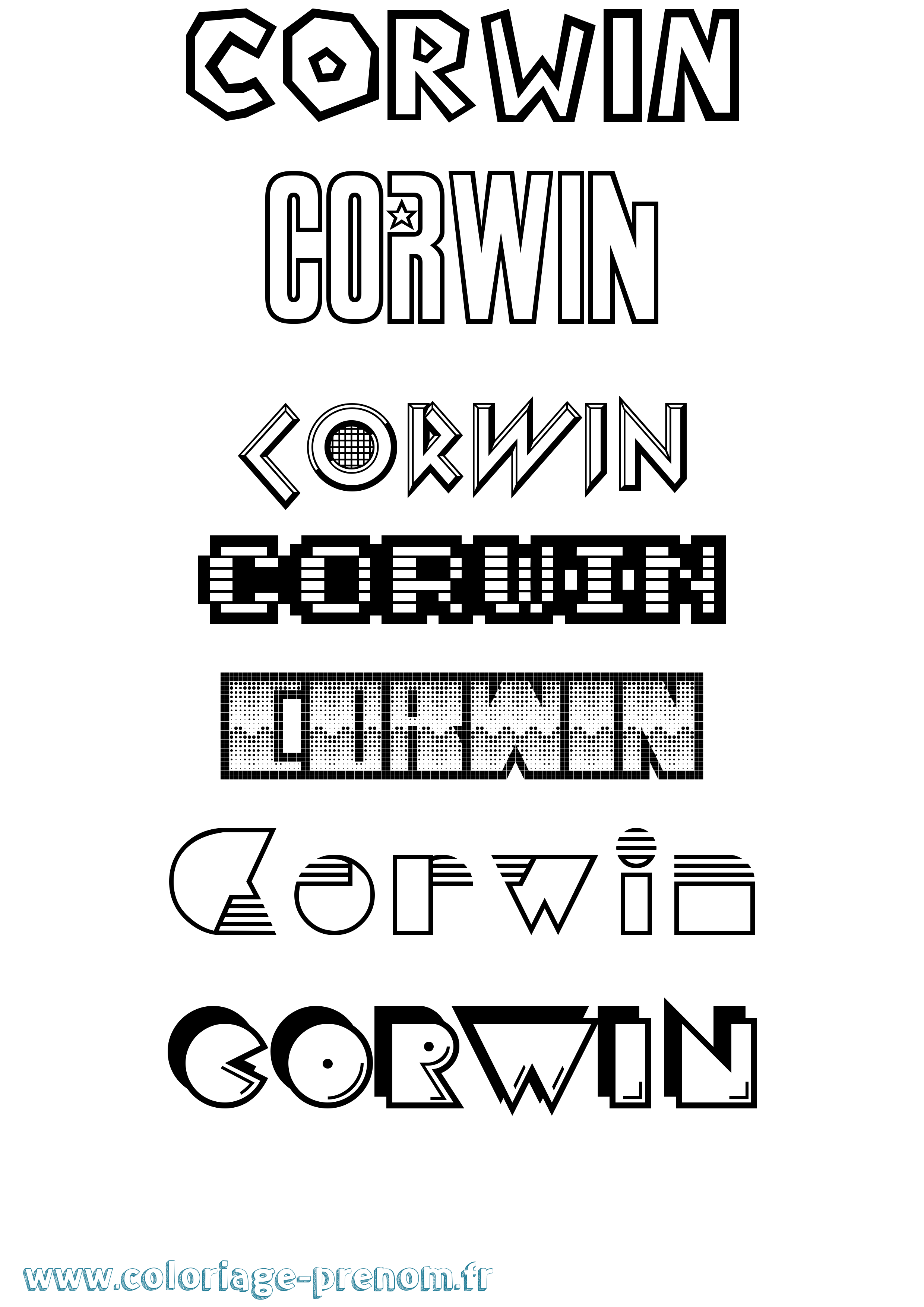 Coloriage prénom Corwin Jeux Vidéos