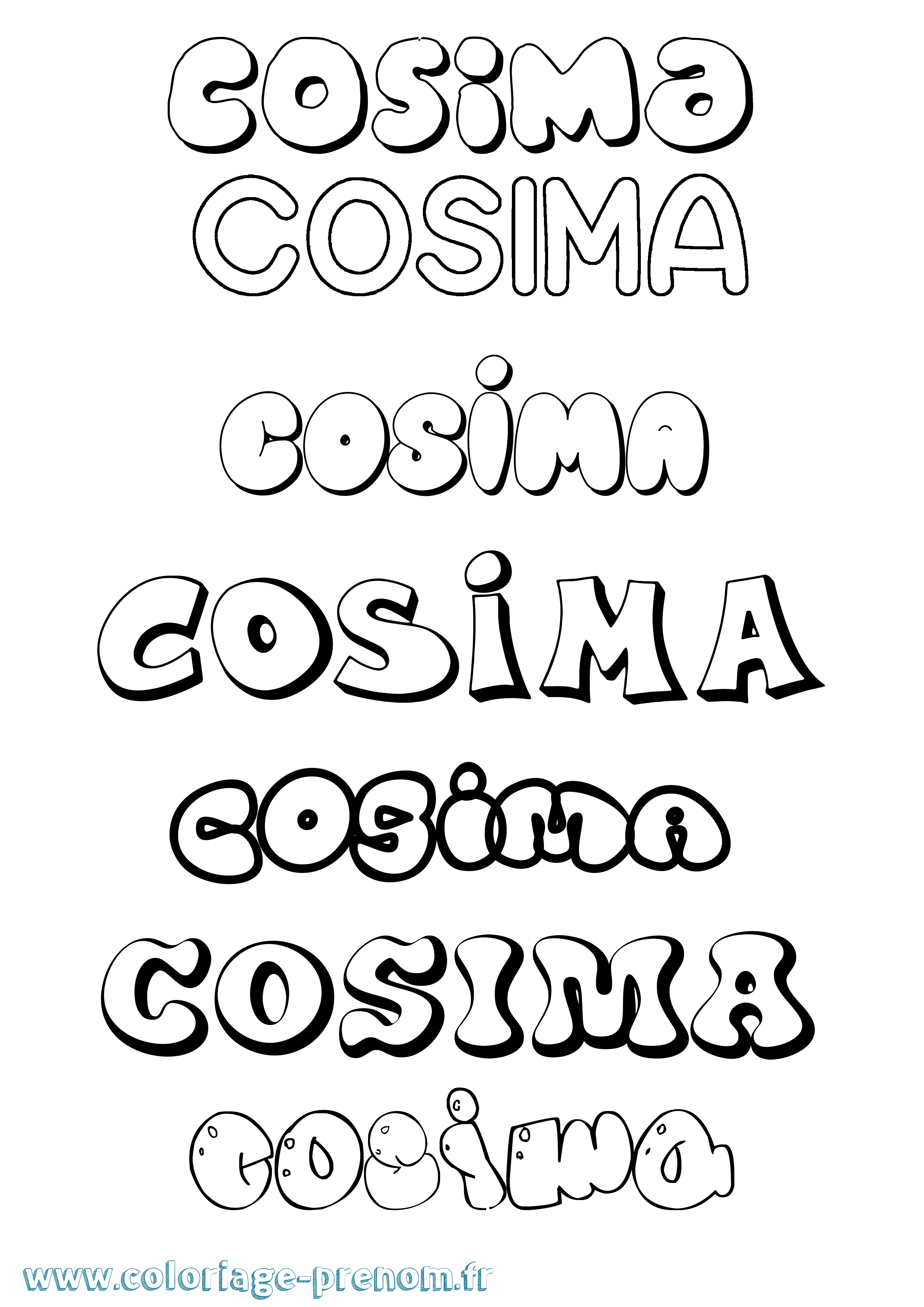 Coloriage prénom Cosima Bubble