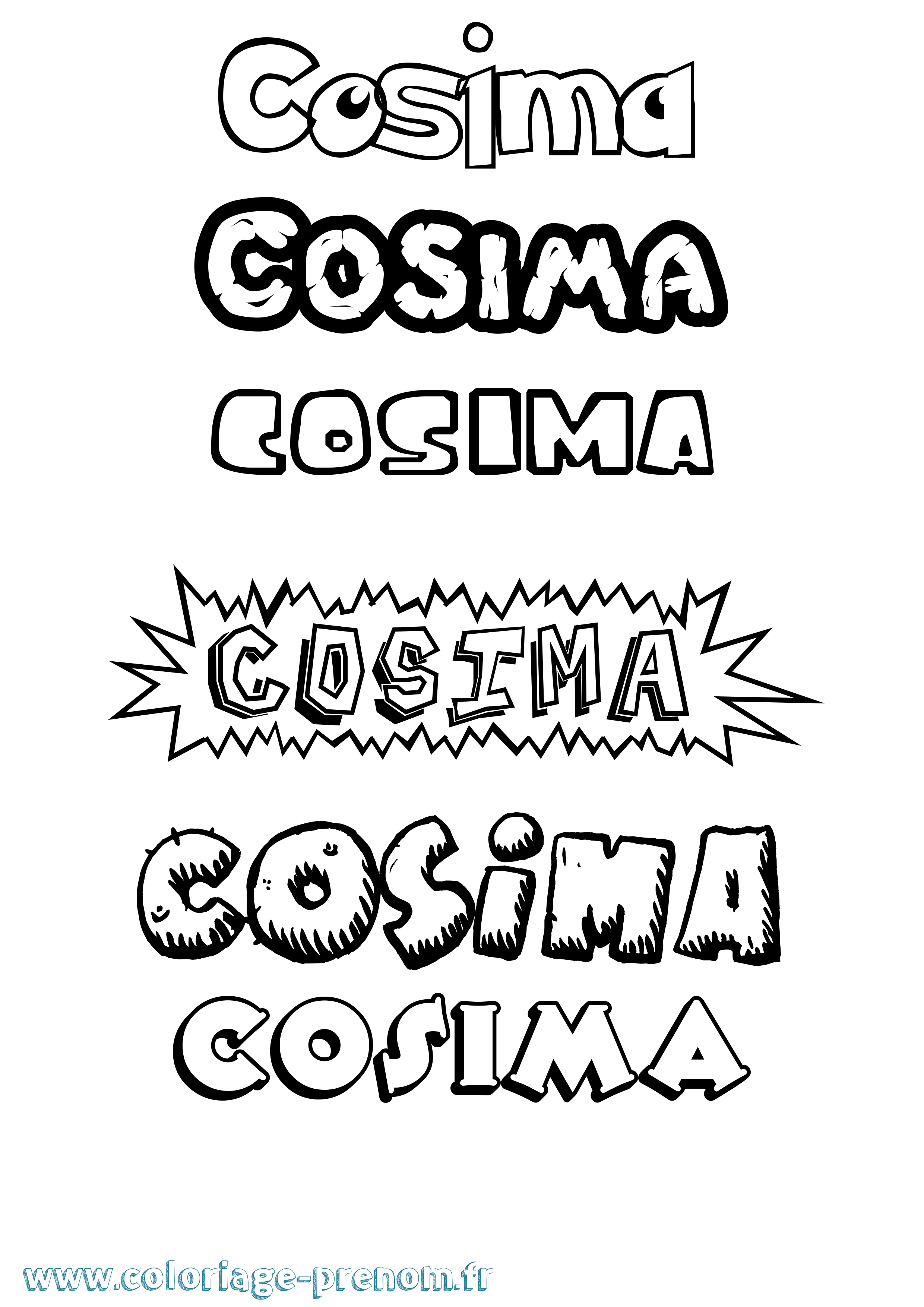 Coloriage Cosima Dessin Animé Coloriage prénom Cosima Dessin Animé