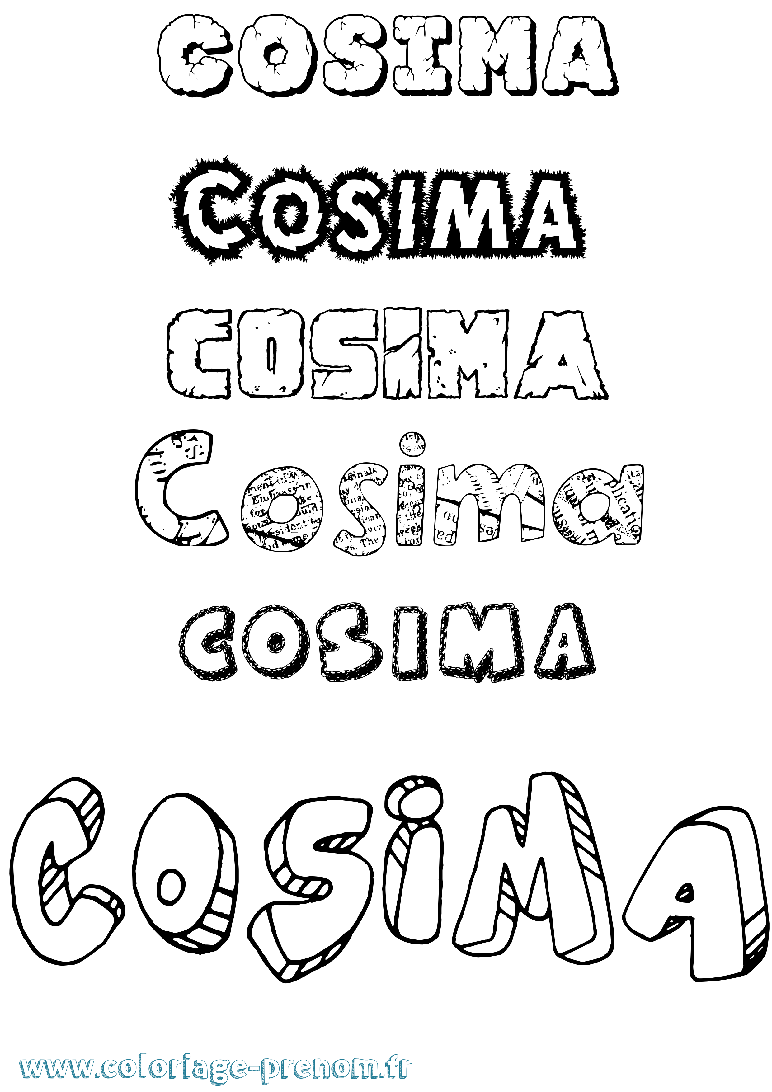 Coloriage Cosima Destructuré Coloriage prénom Cosima Destructuré