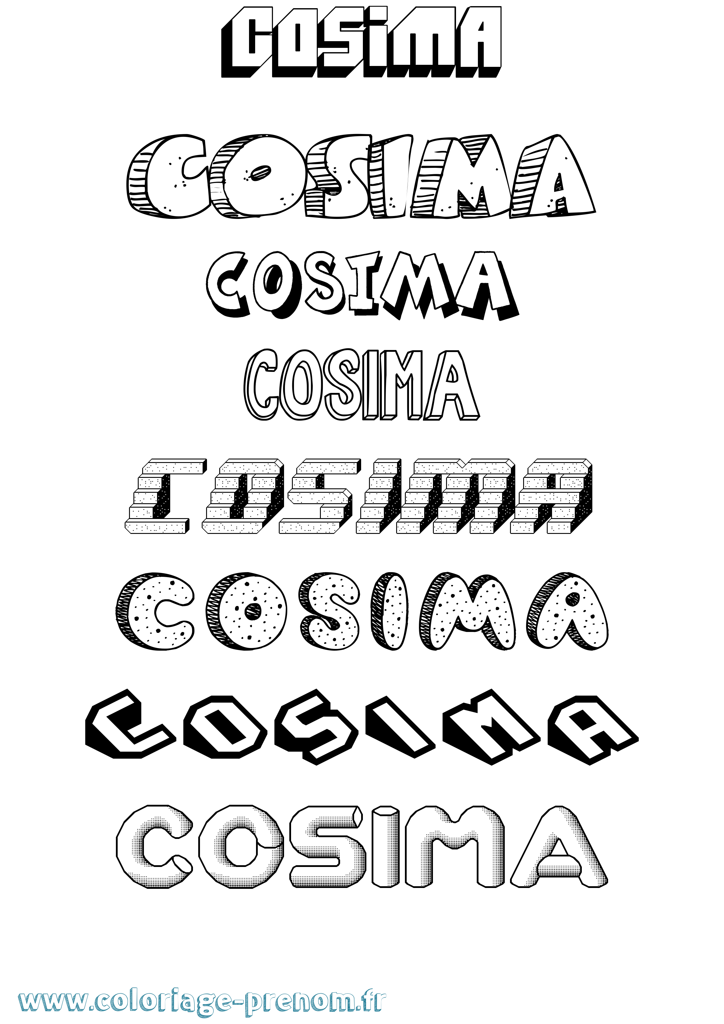 Coloriage Cosima Effet 3D Coloriage prénom Cosima Effet 3D