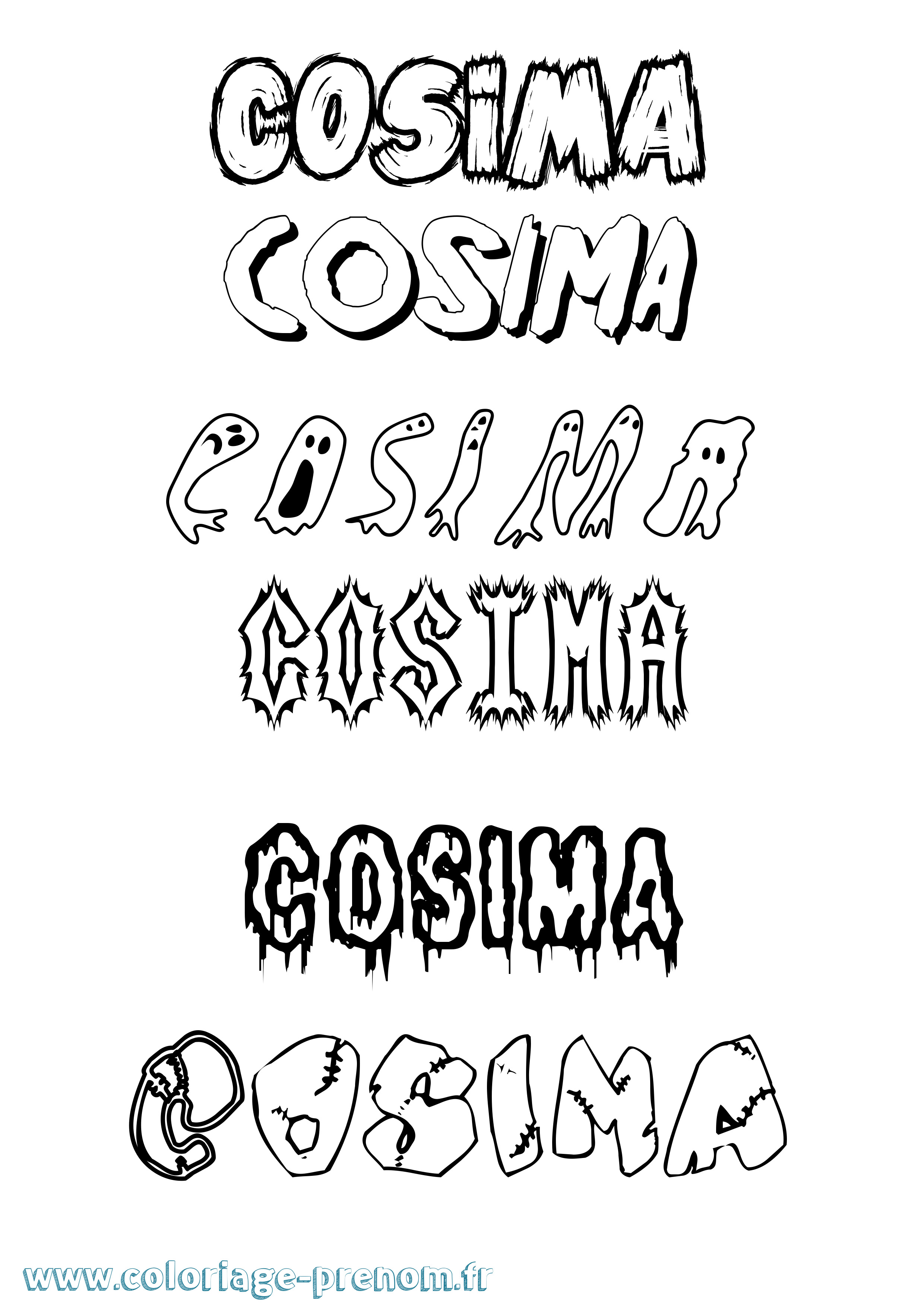 Coloriage Cosima Frisson Coloriage prénom Cosima Frisson