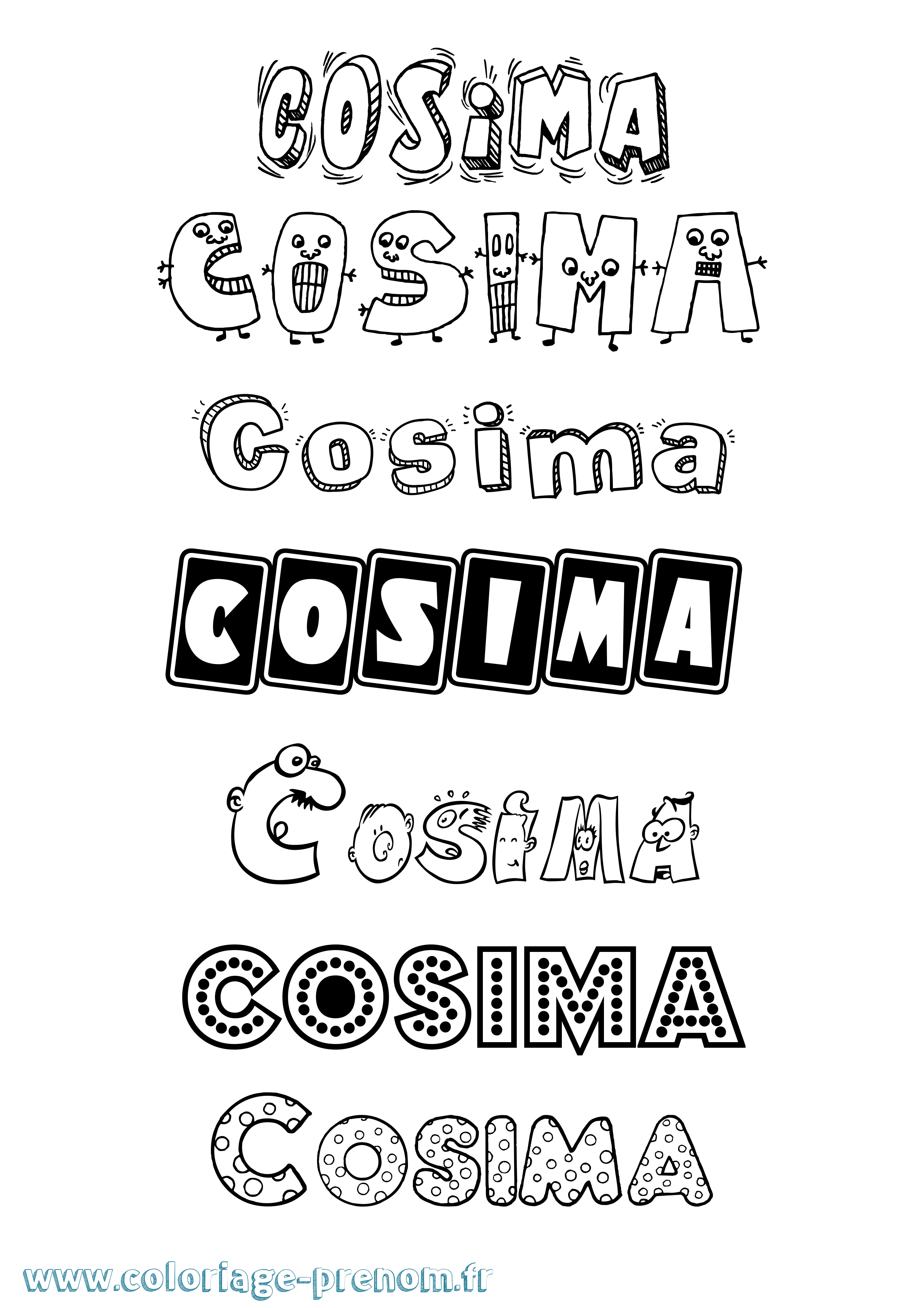 Coloriage prénom Cosima Fun