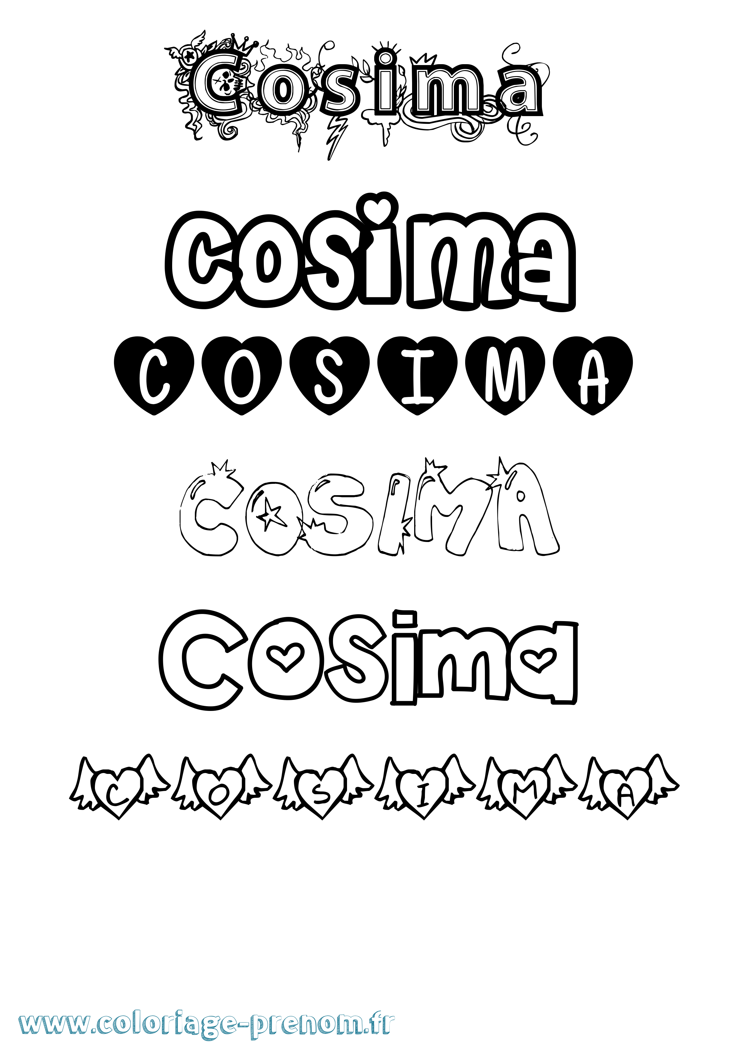 Coloriage Cosima Girly Coloriage prénom Cosima Girly