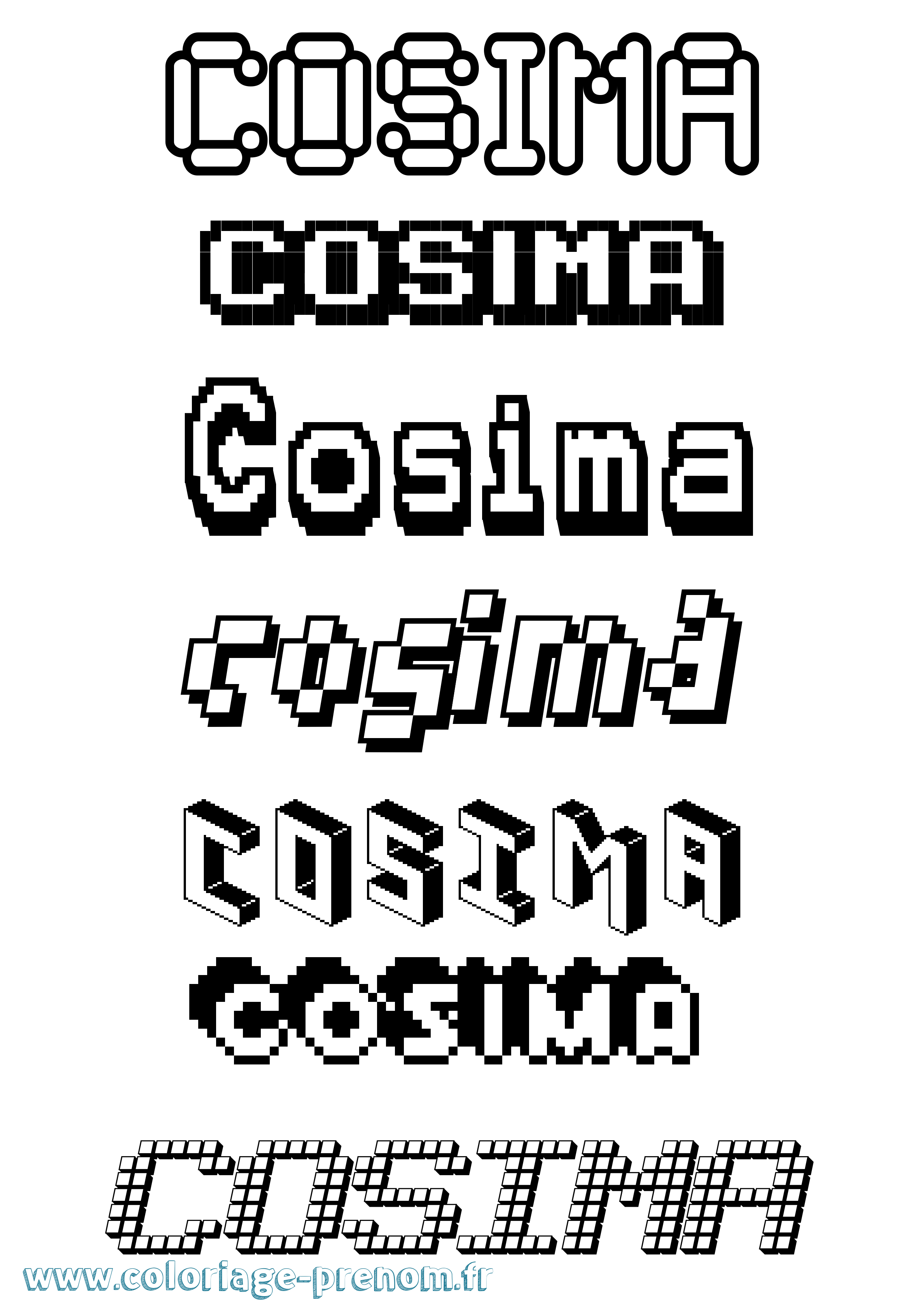 Coloriage prénom Cosima Pixel