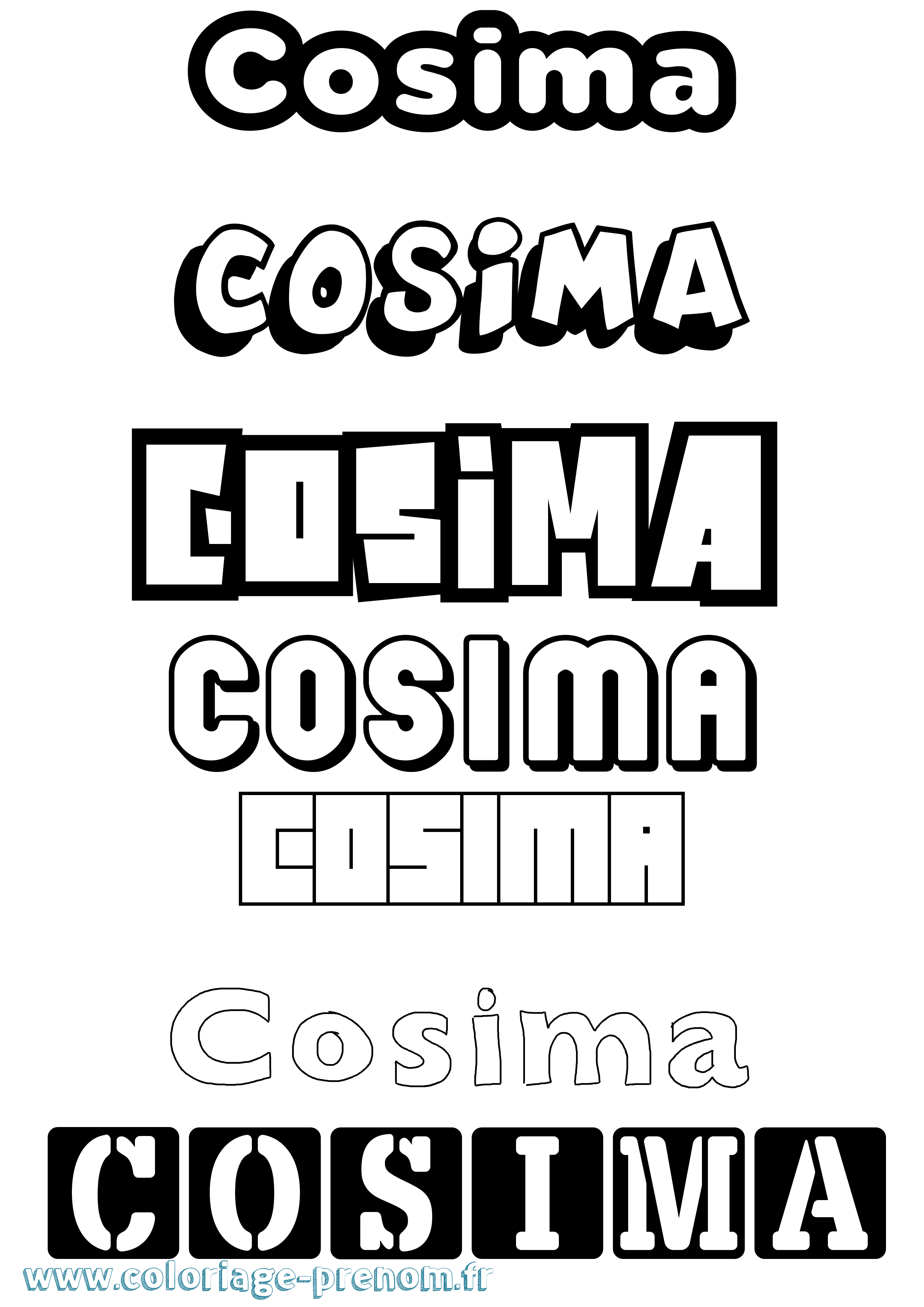 Coloriage prénom Cosima Simple