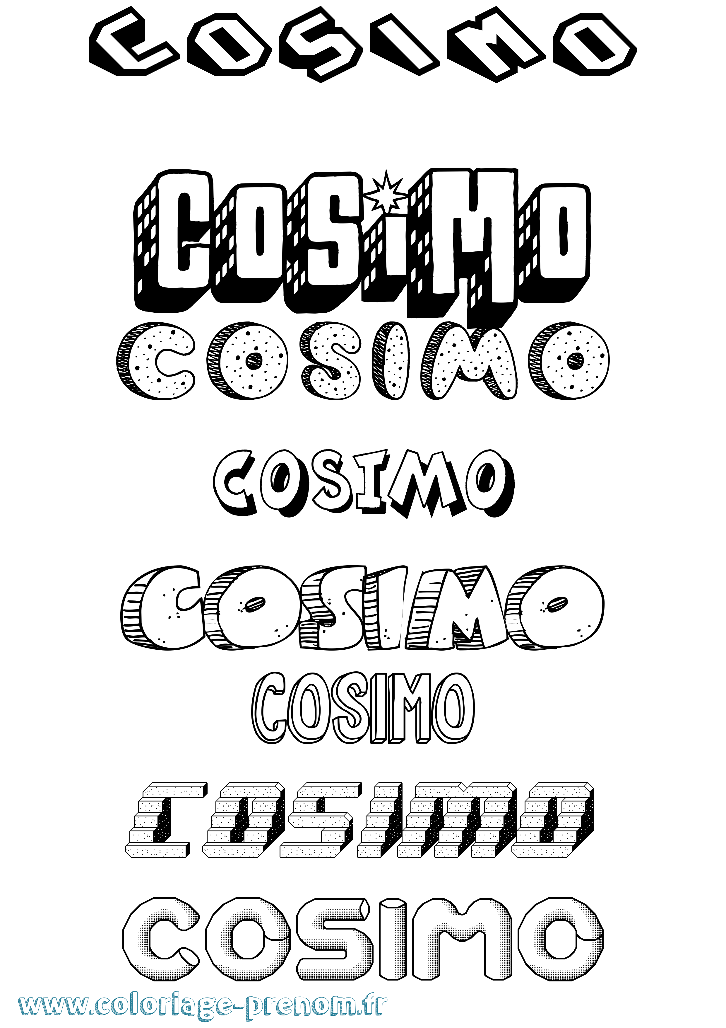Coloriage prénom Cosimo Effet 3D
