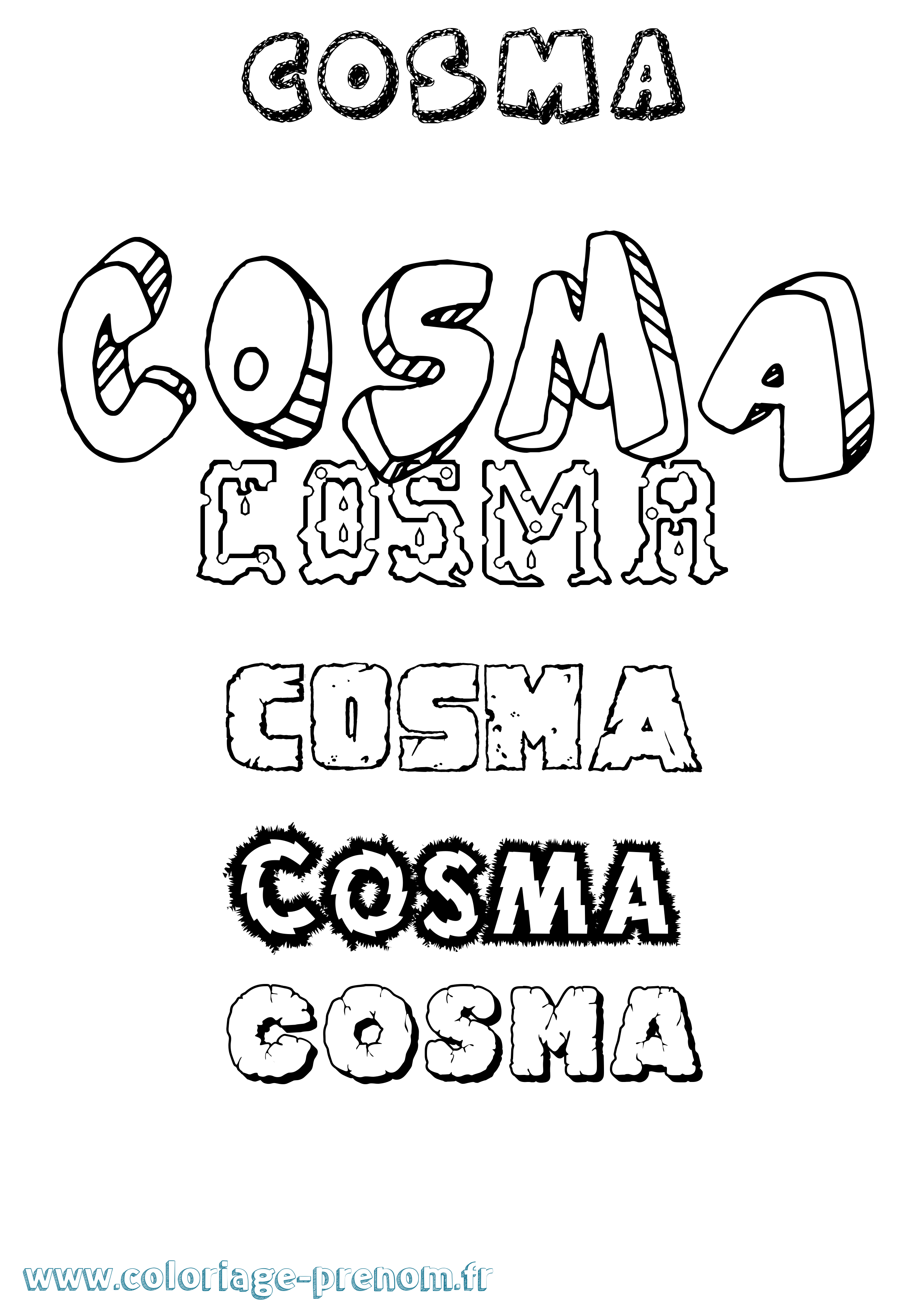 Coloriage prénom Cosma Destructuré