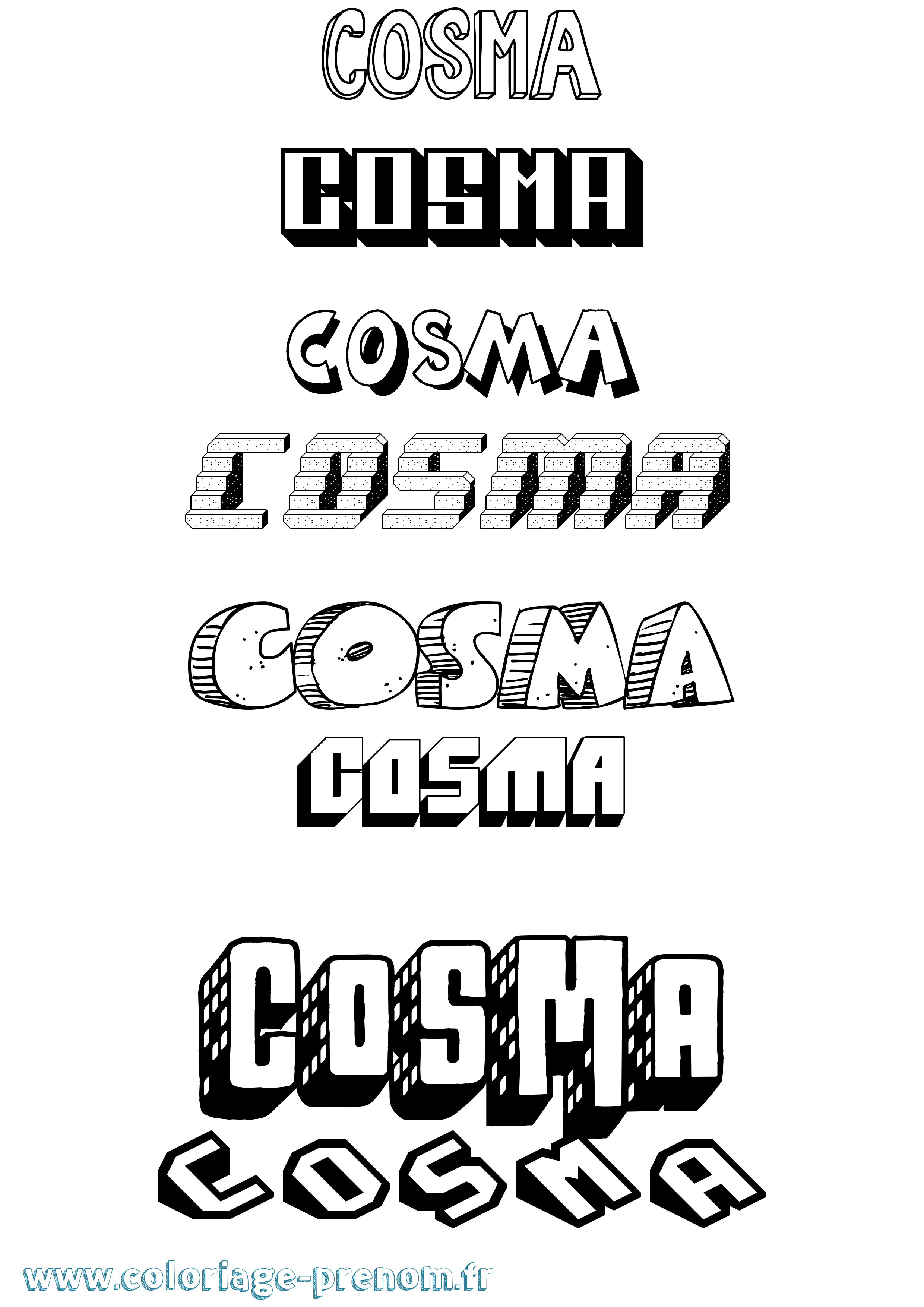 Coloriage prénom Cosma Effet 3D