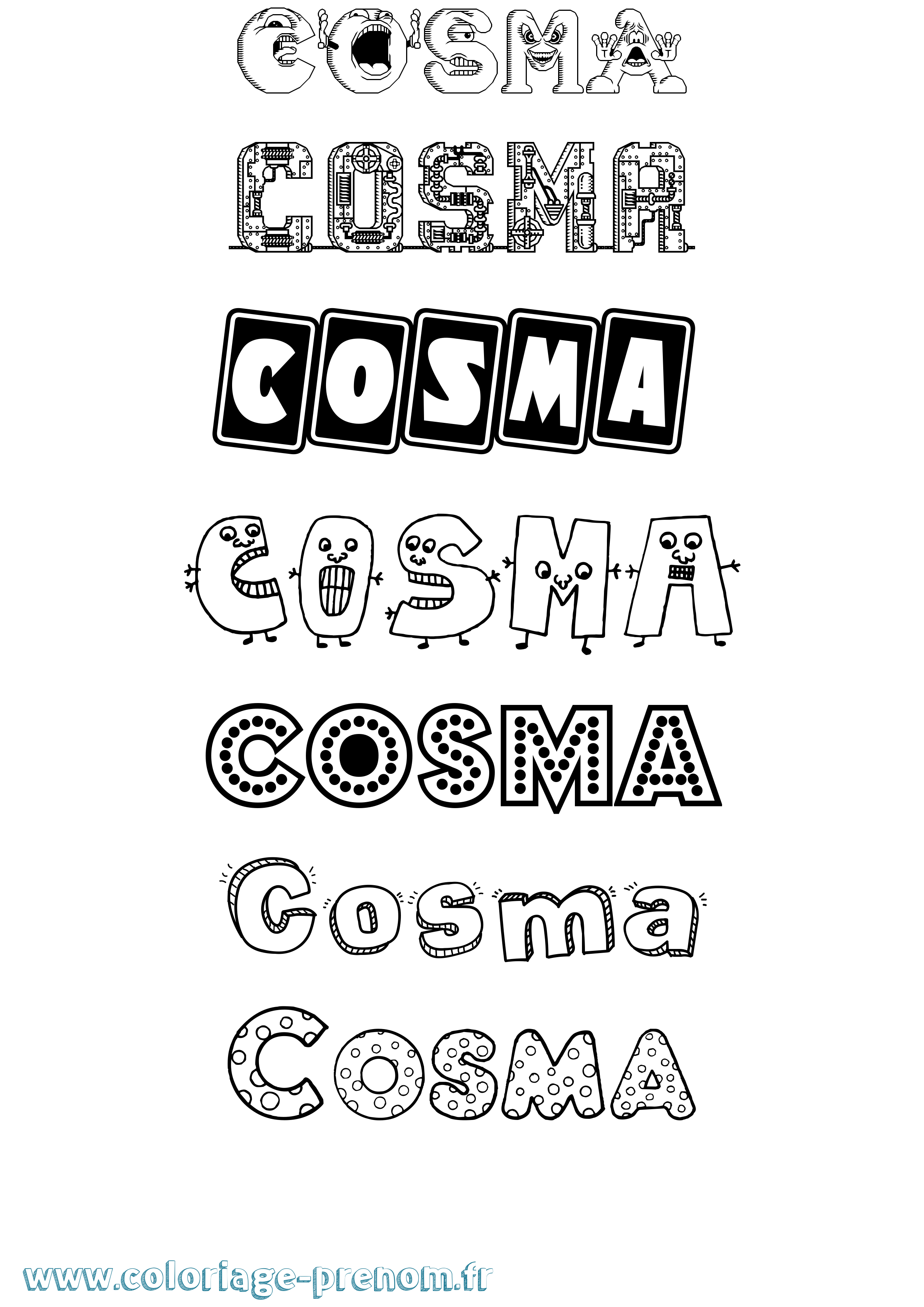 Coloriage prénom Cosma Fun
