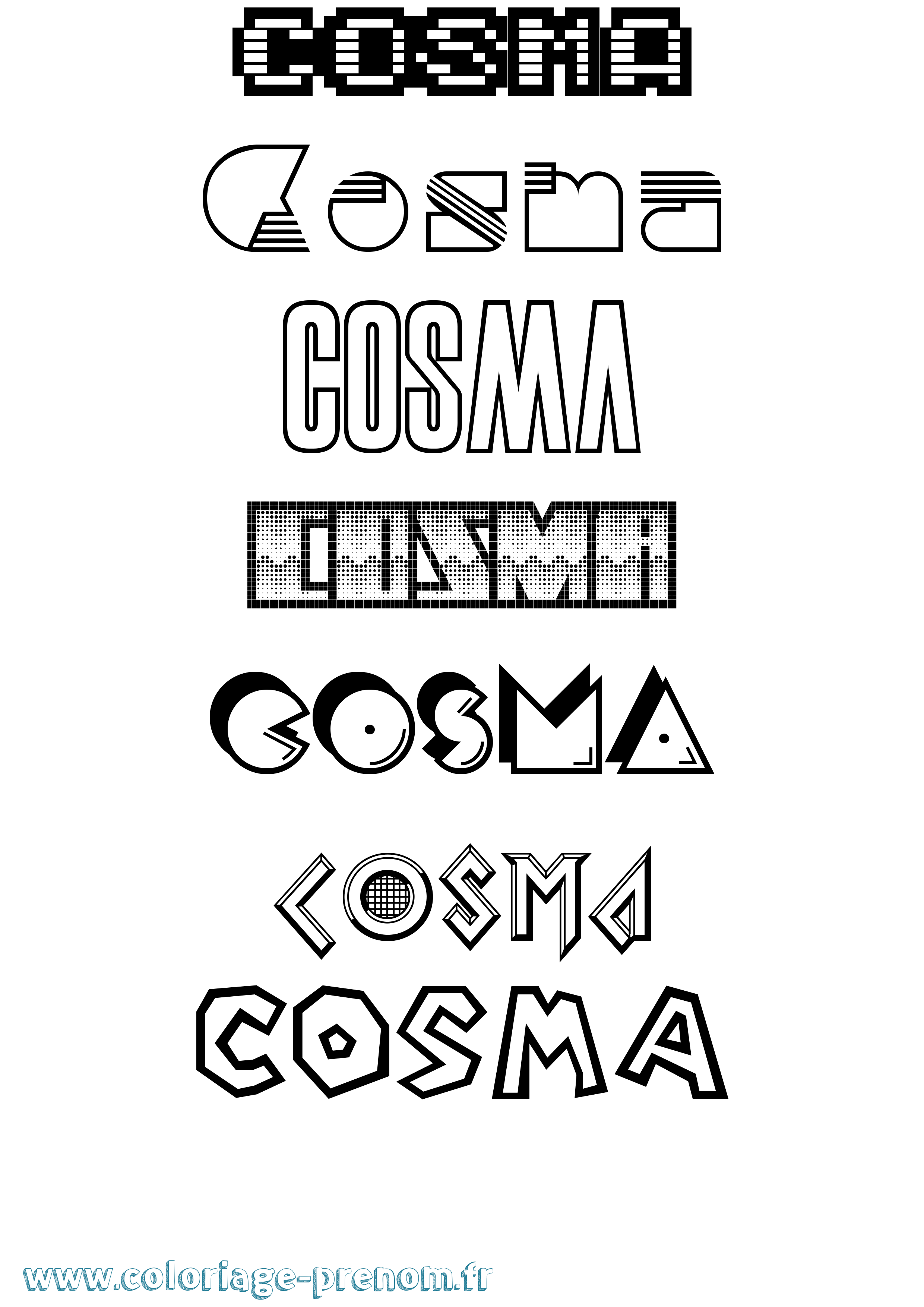 Coloriage prénom Cosma Jeux Vidéos