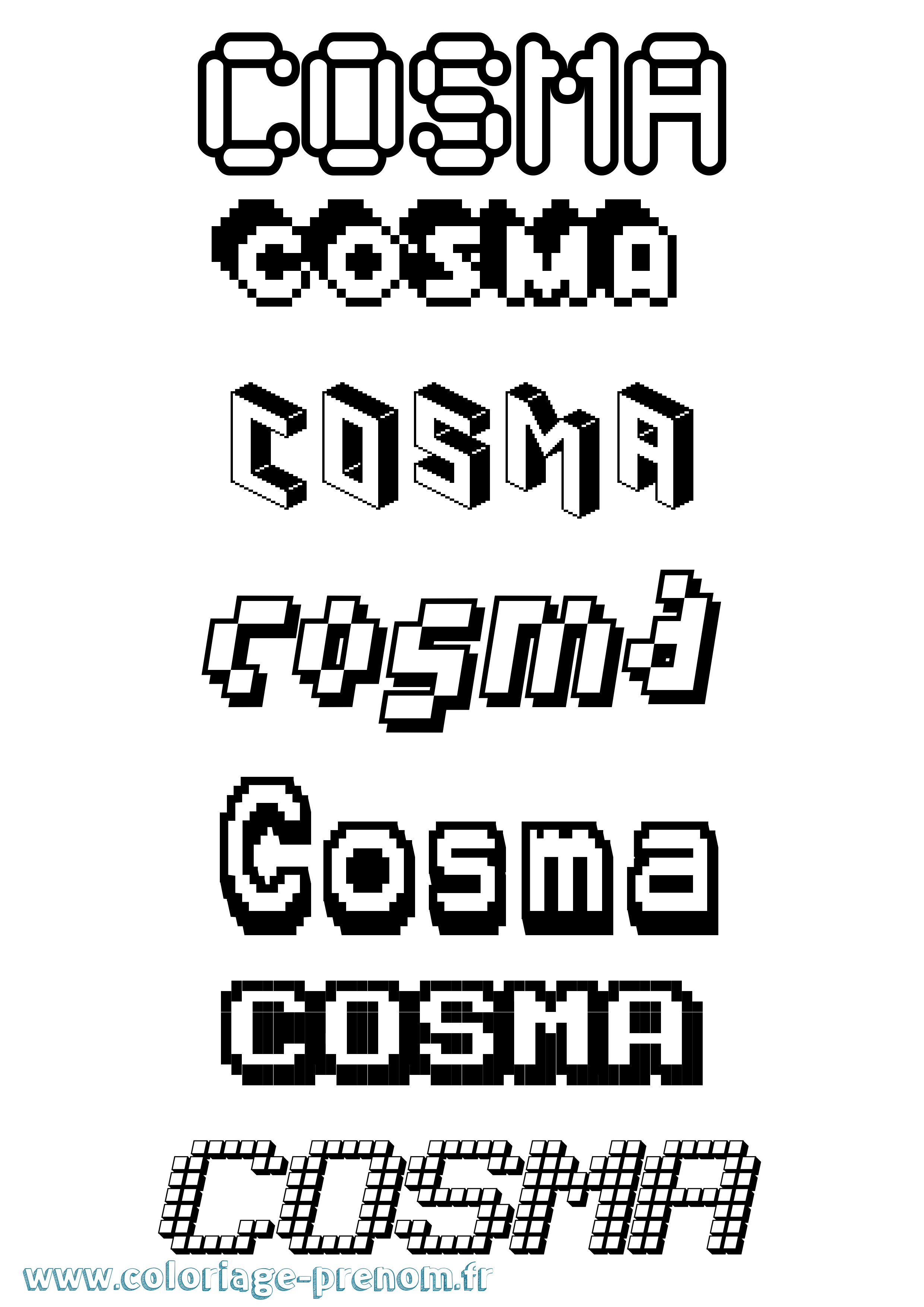Coloriage prénom Cosma Pixel