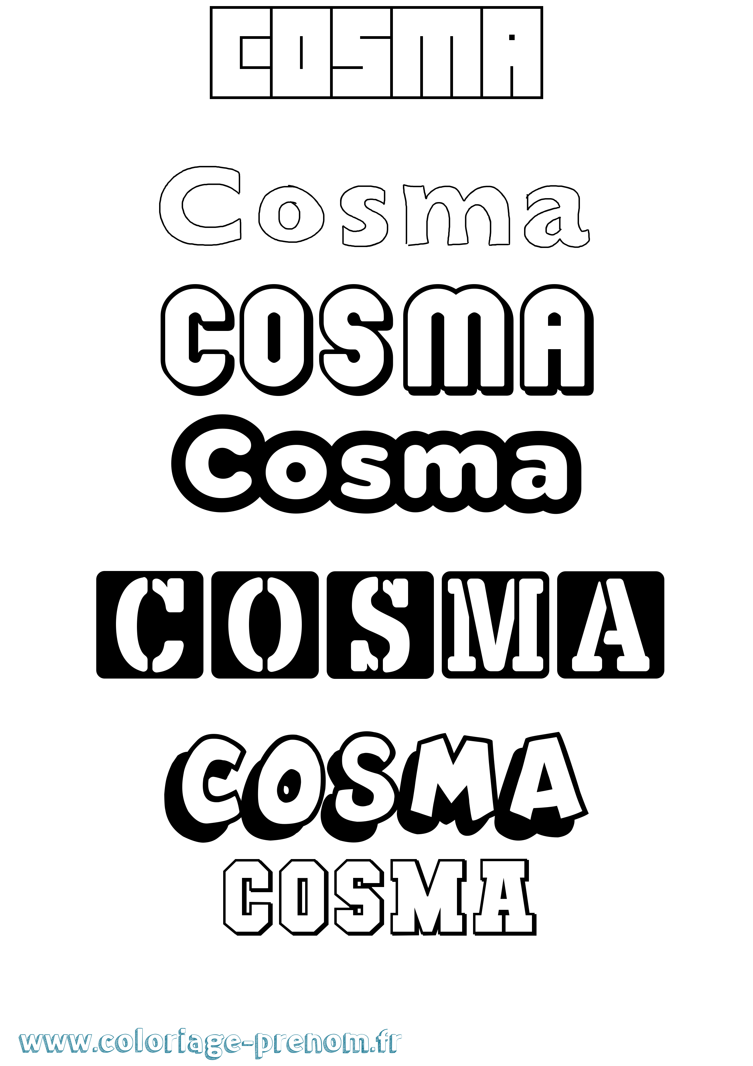 Coloriage prénom Cosma Simple