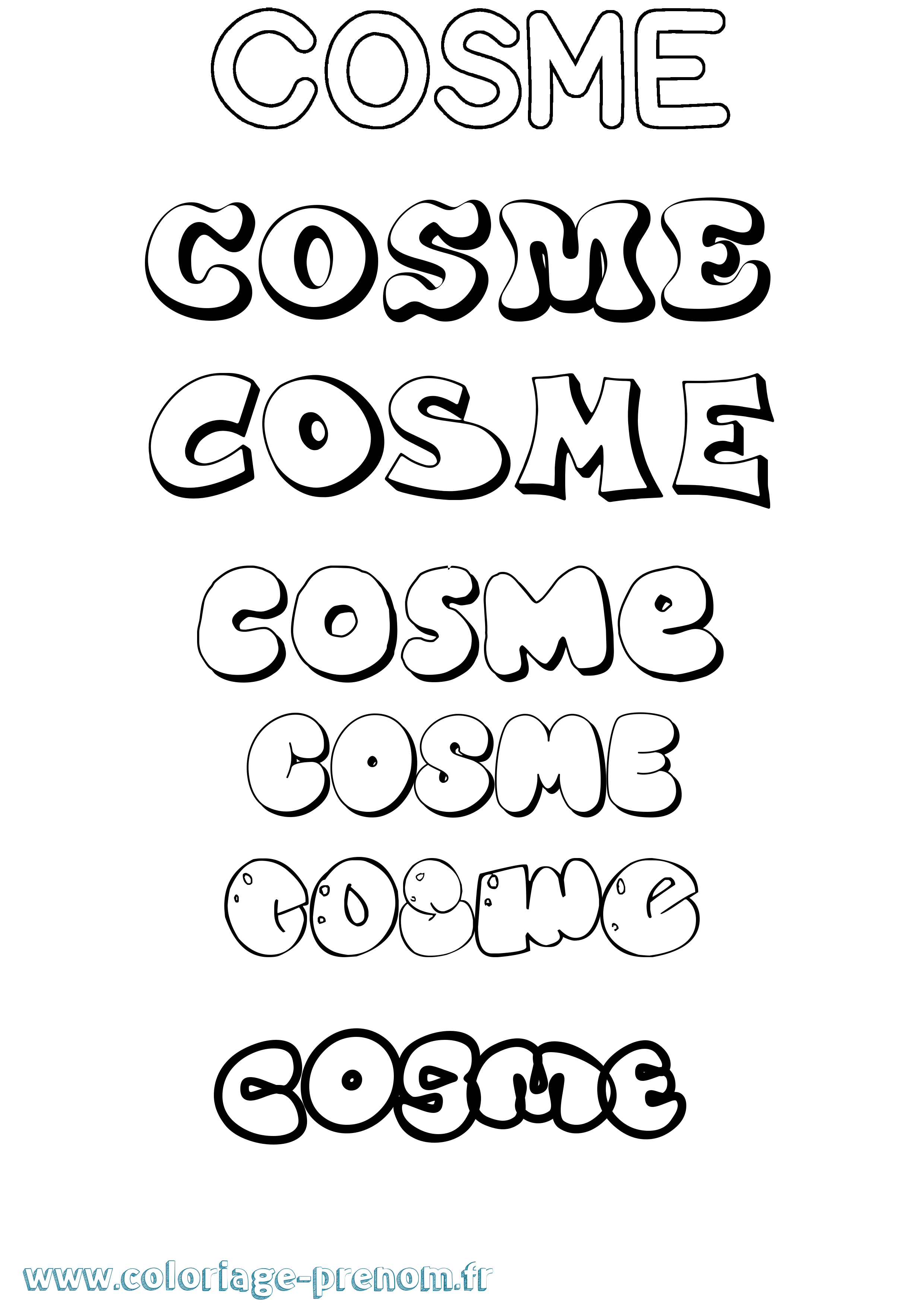 Coloriage prénom Cosme Bubble