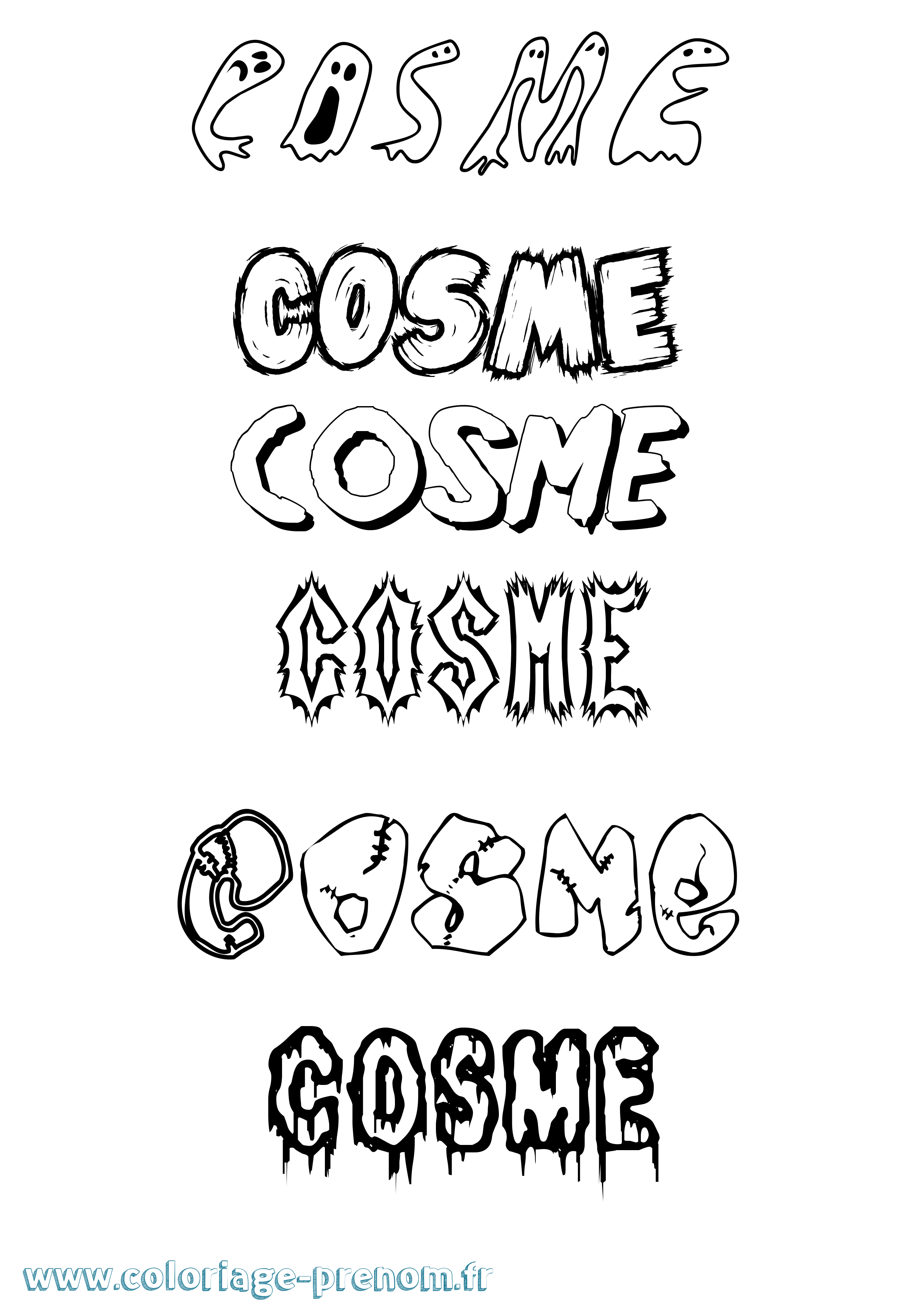 Coloriage prénom Cosme Frisson