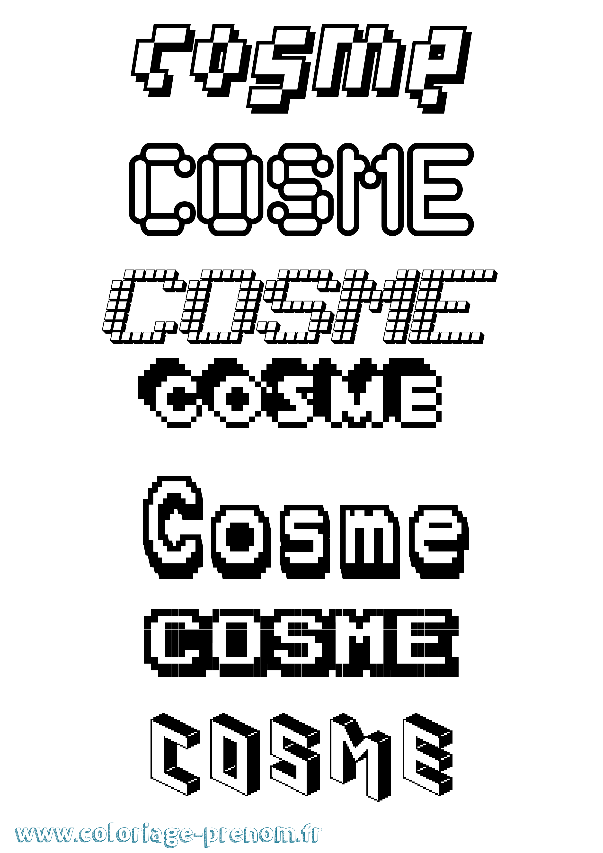 Coloriage prénom Cosme Pixel
