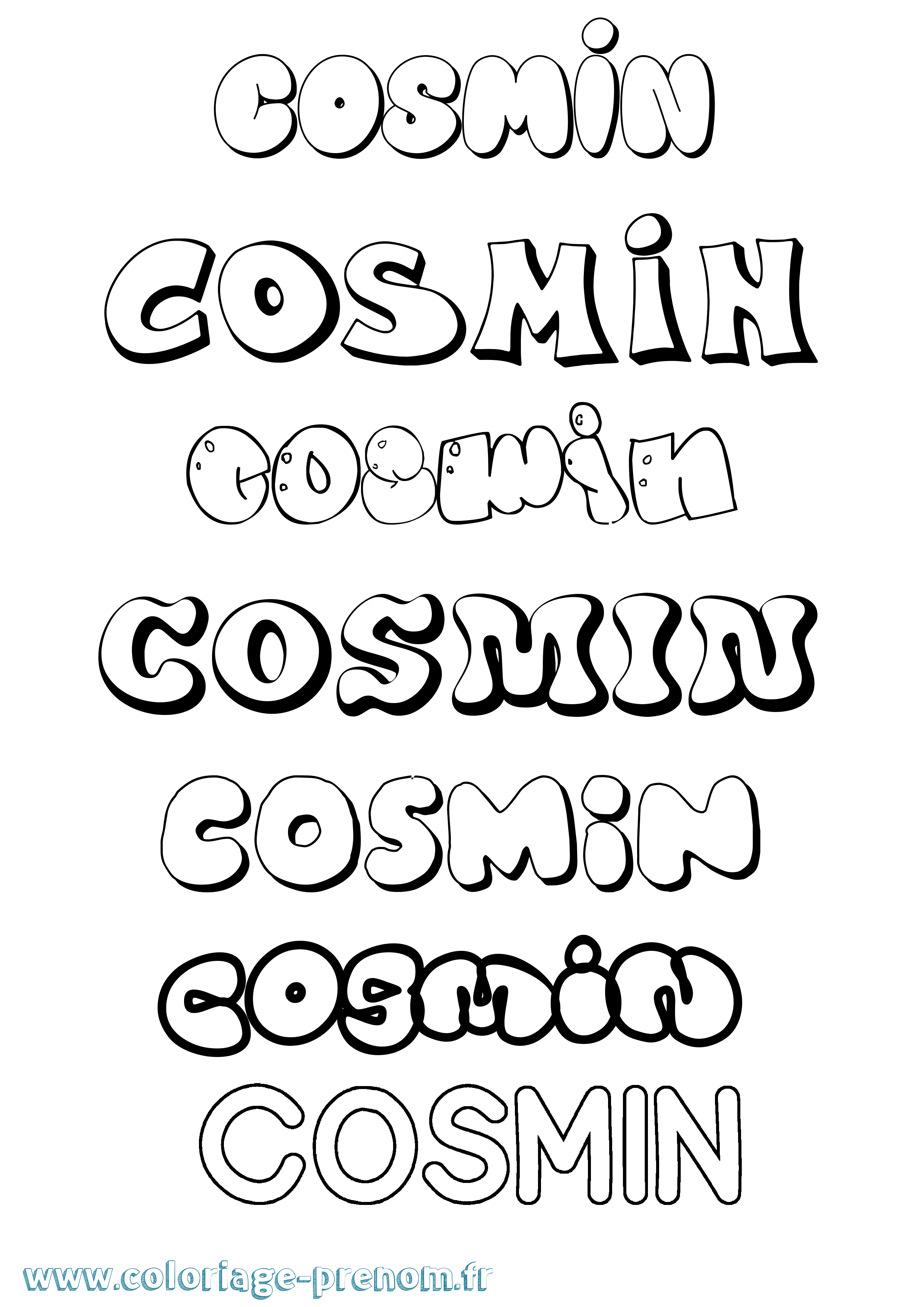 Coloriage prénom Cosmin Bubble