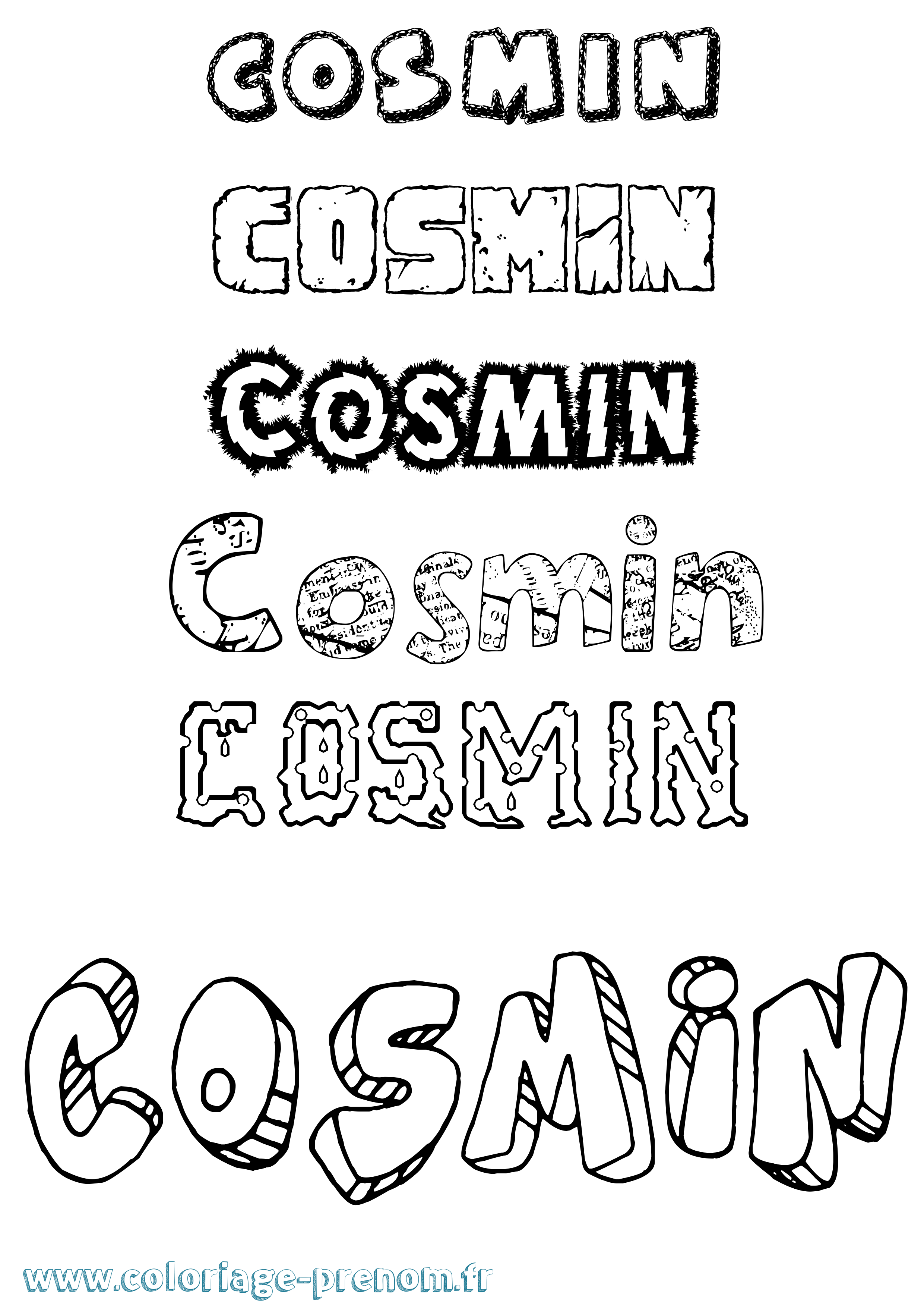 Coloriage prénom Cosmin Destructuré