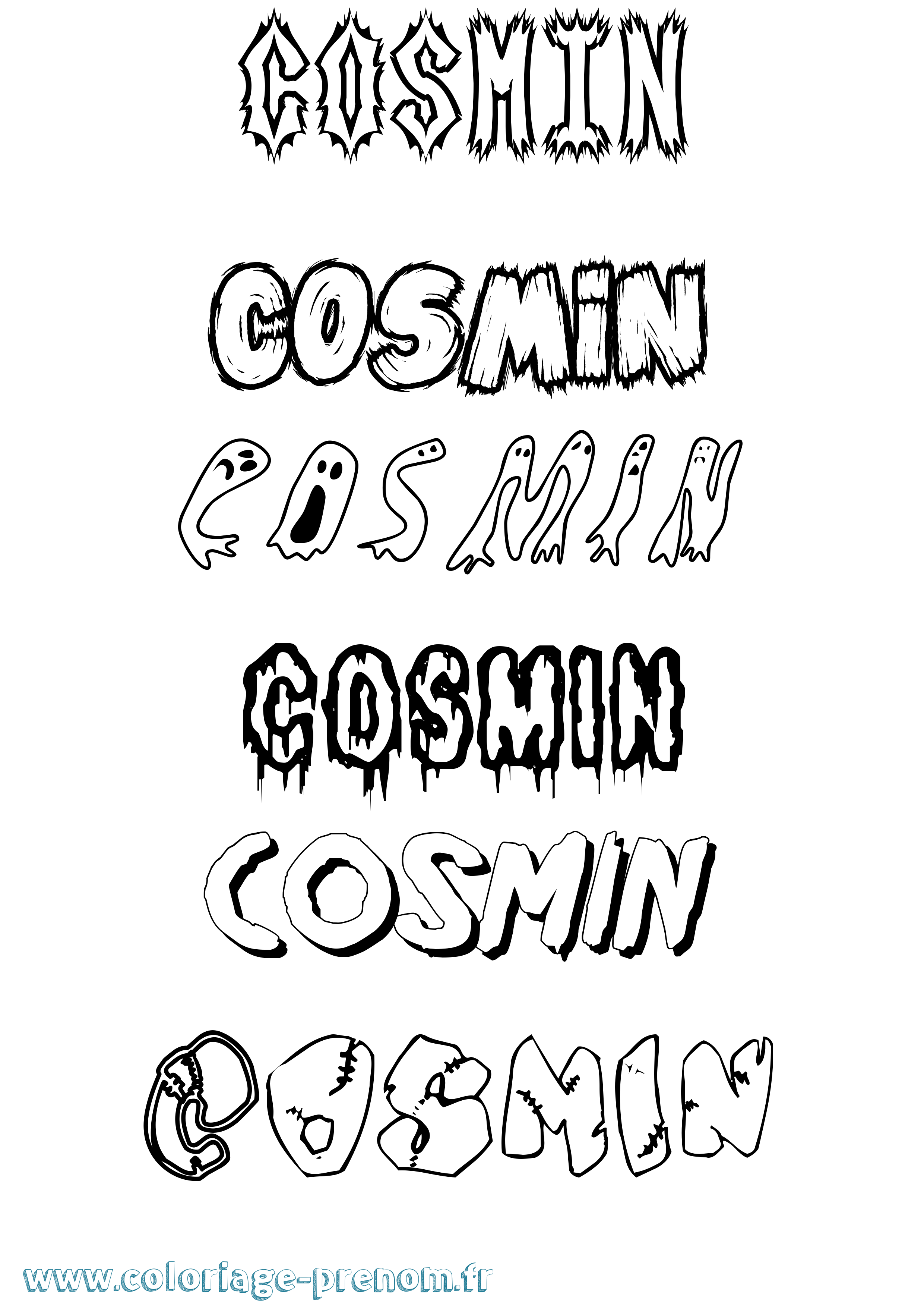Coloriage prénom Cosmin Frisson