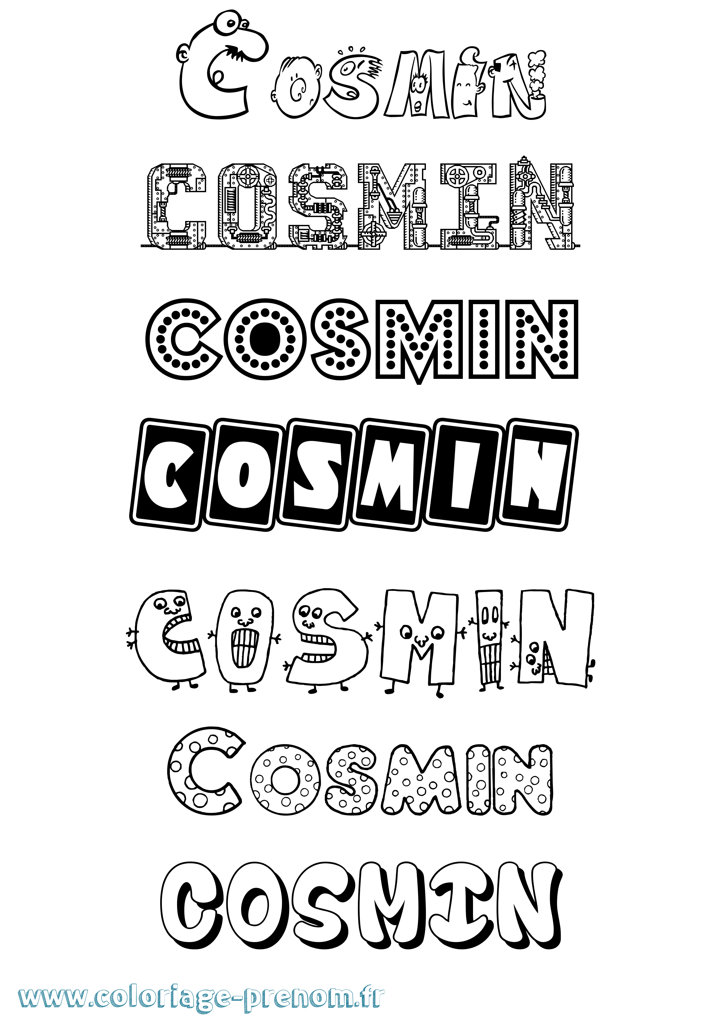 Coloriage prénom Cosmin Fun