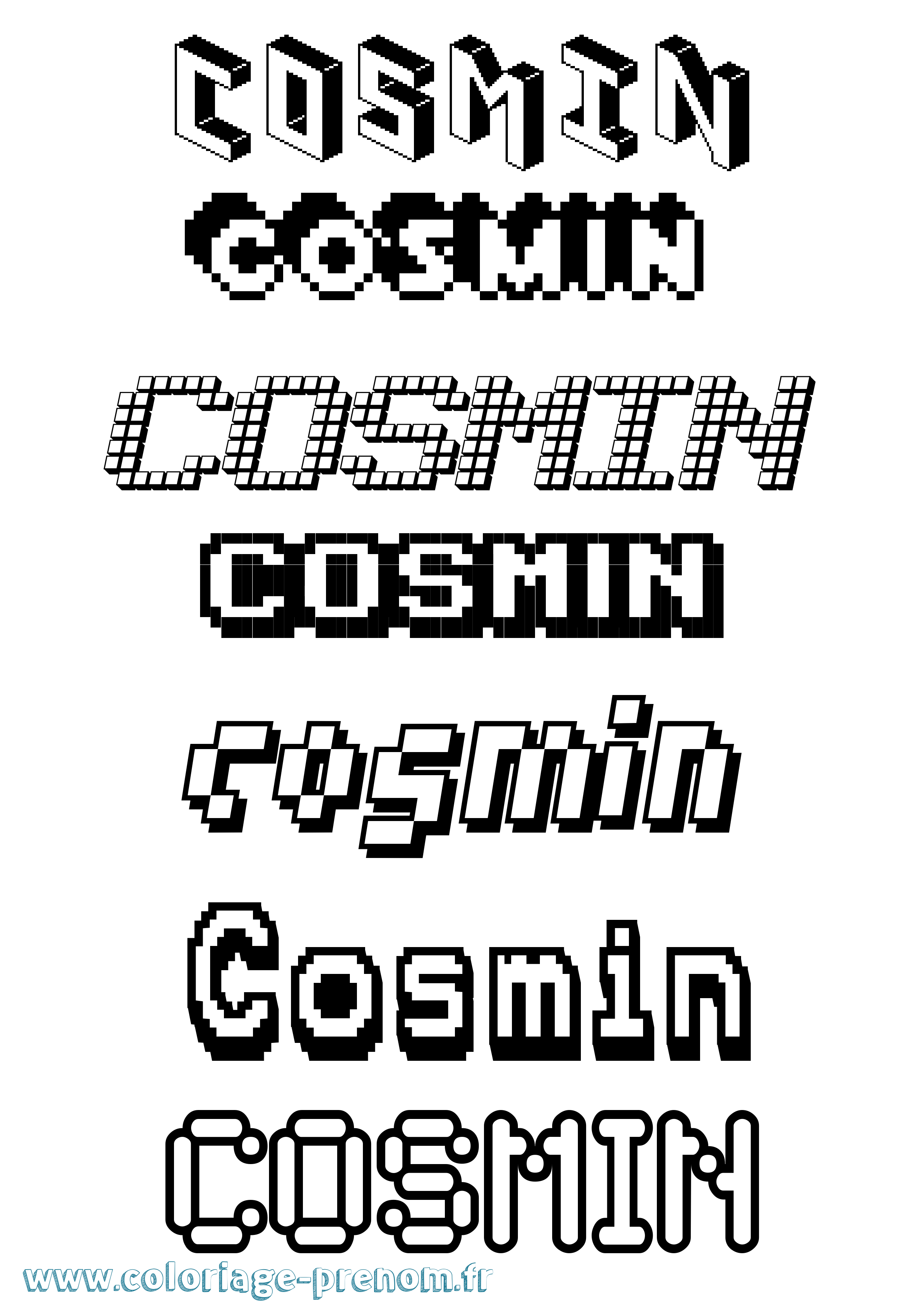 Coloriage prénom Cosmin Pixel