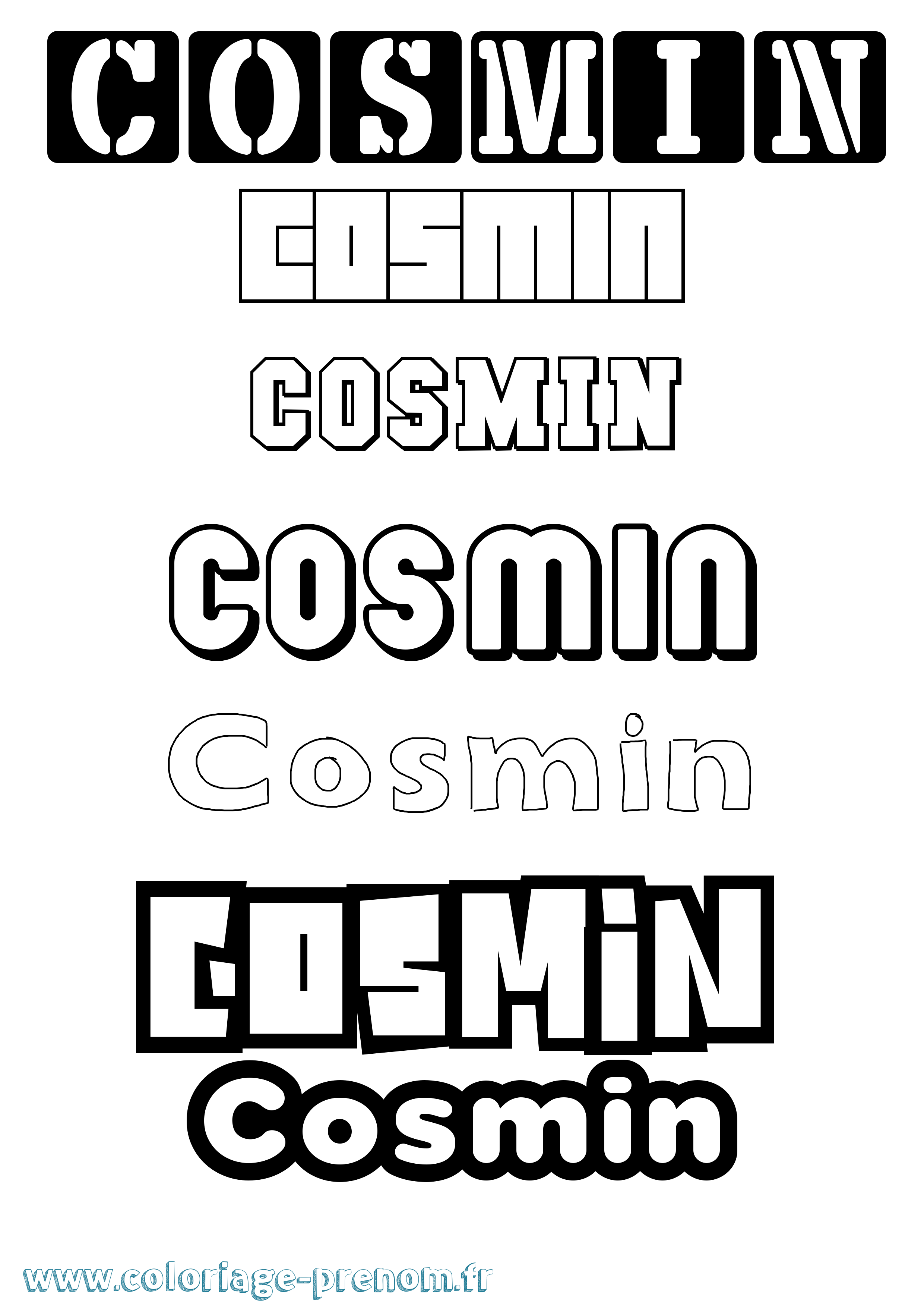 Coloriage prénom Cosmin Simple