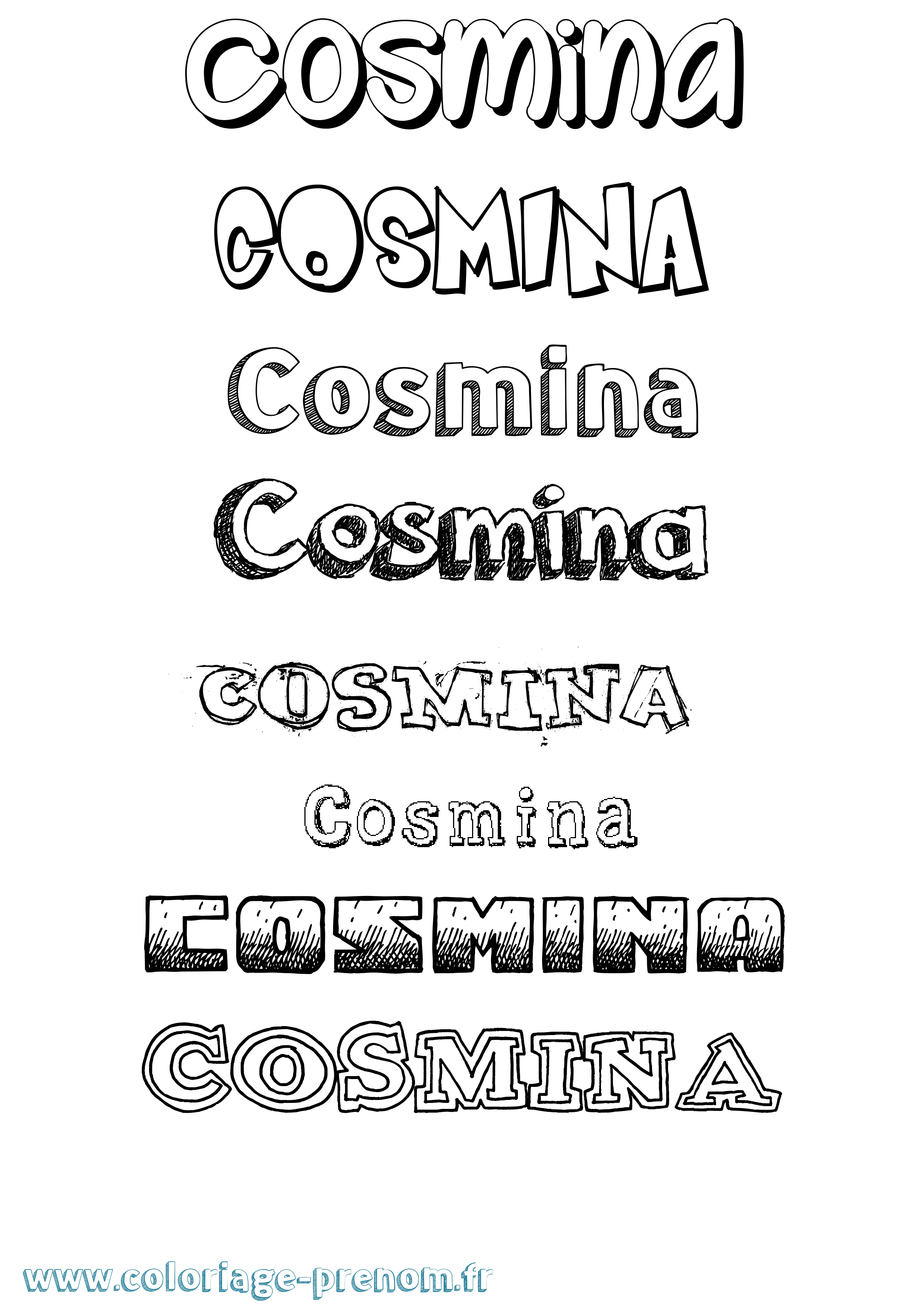 Coloriage prénom Cosmina Dessiné