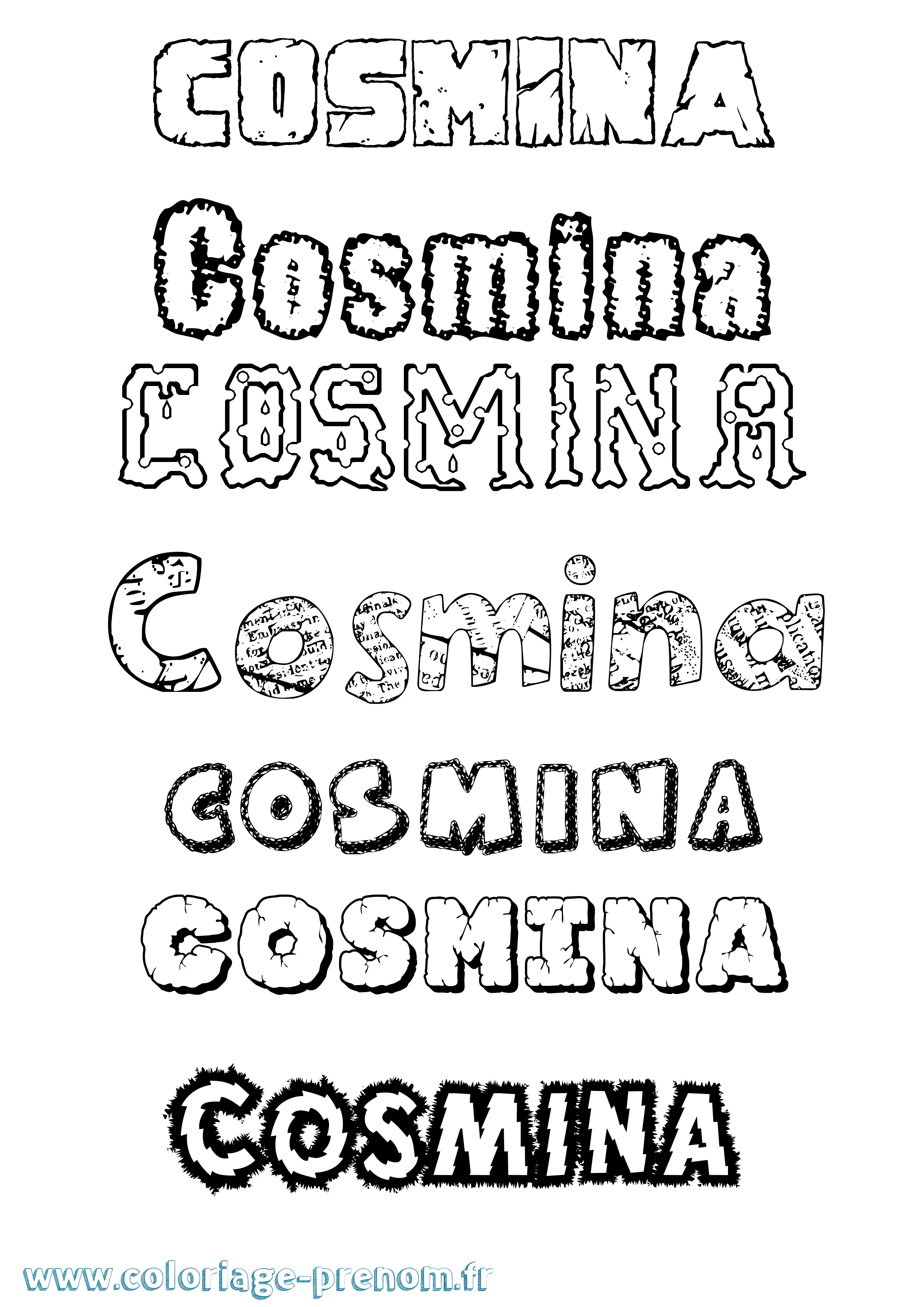 Coloriage prénom Cosmina Destructuré