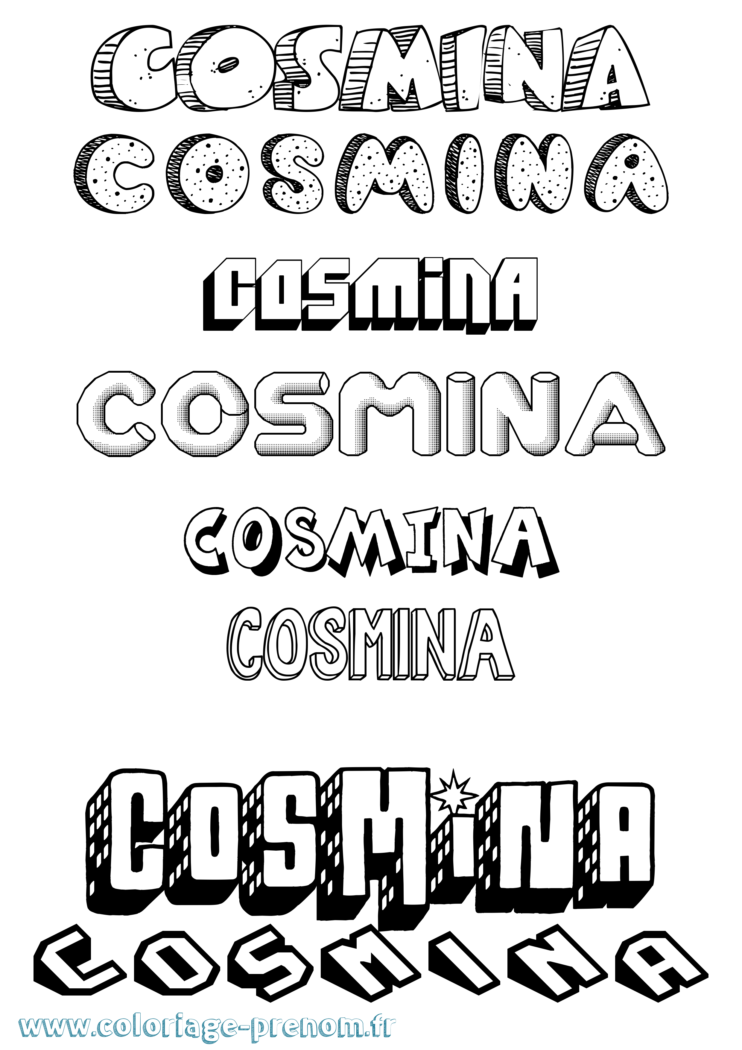 Coloriage prénom Cosmina Effet 3D