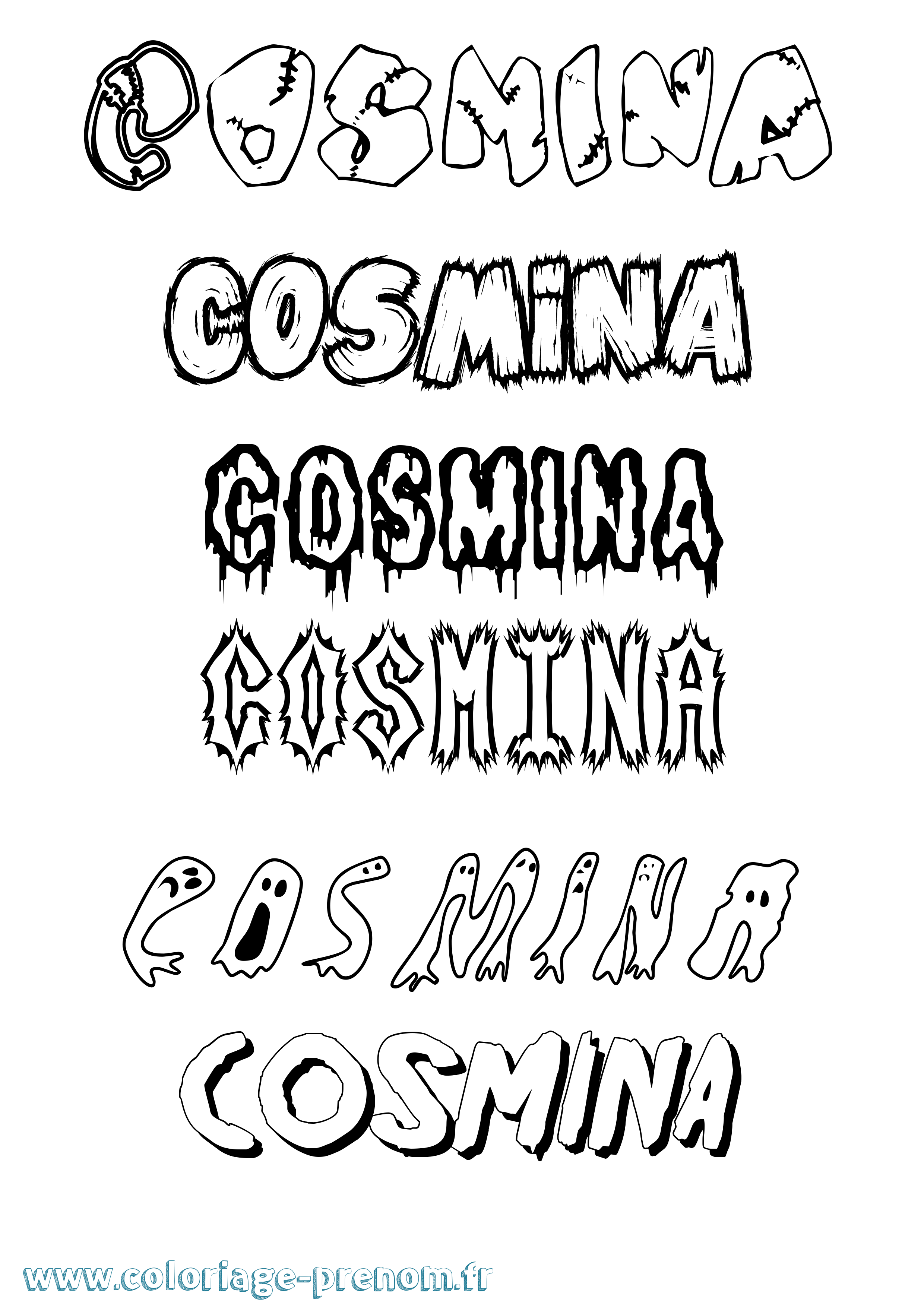 Coloriage prénom Cosmina Frisson