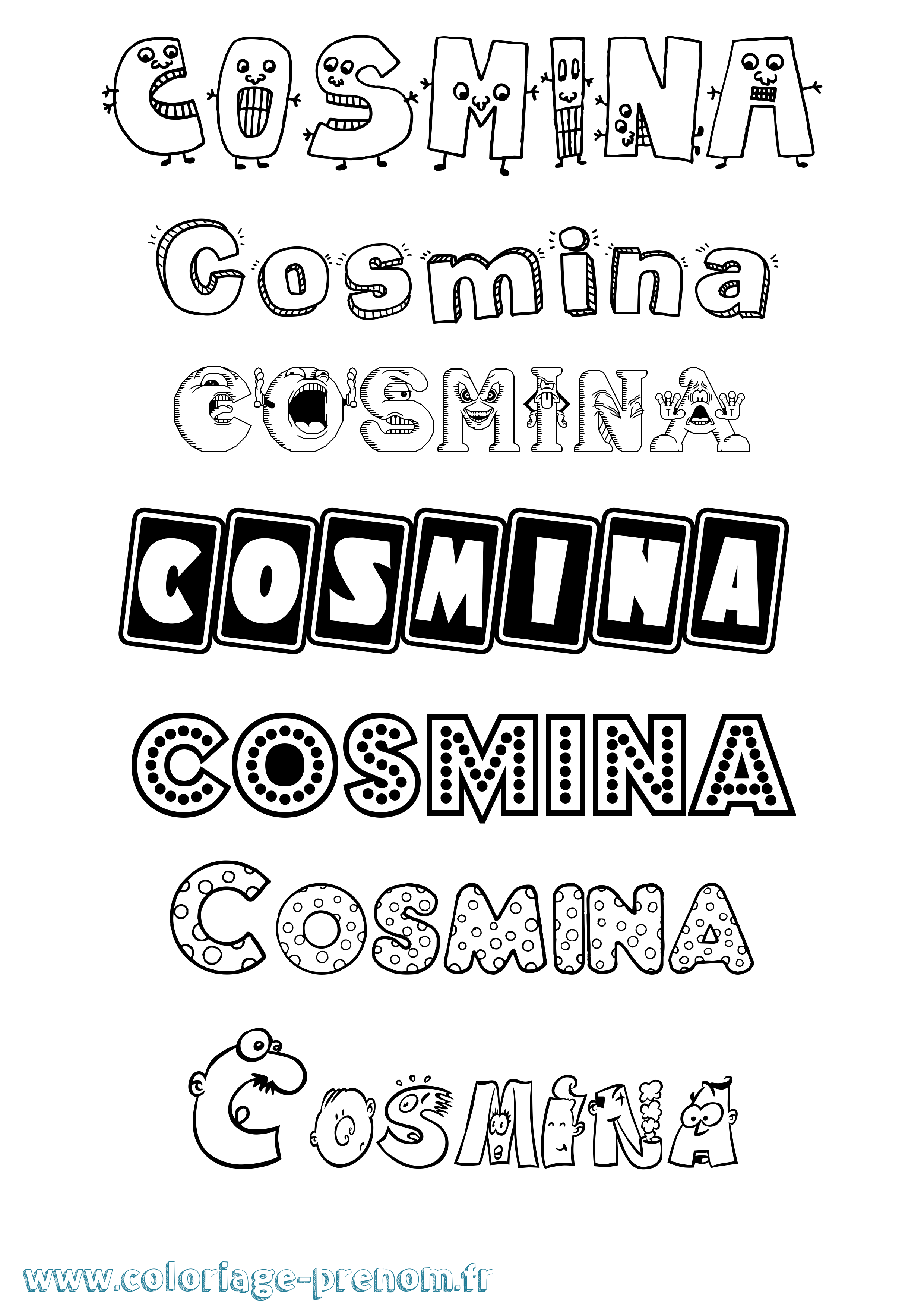 Coloriage prénom Cosmina Fun