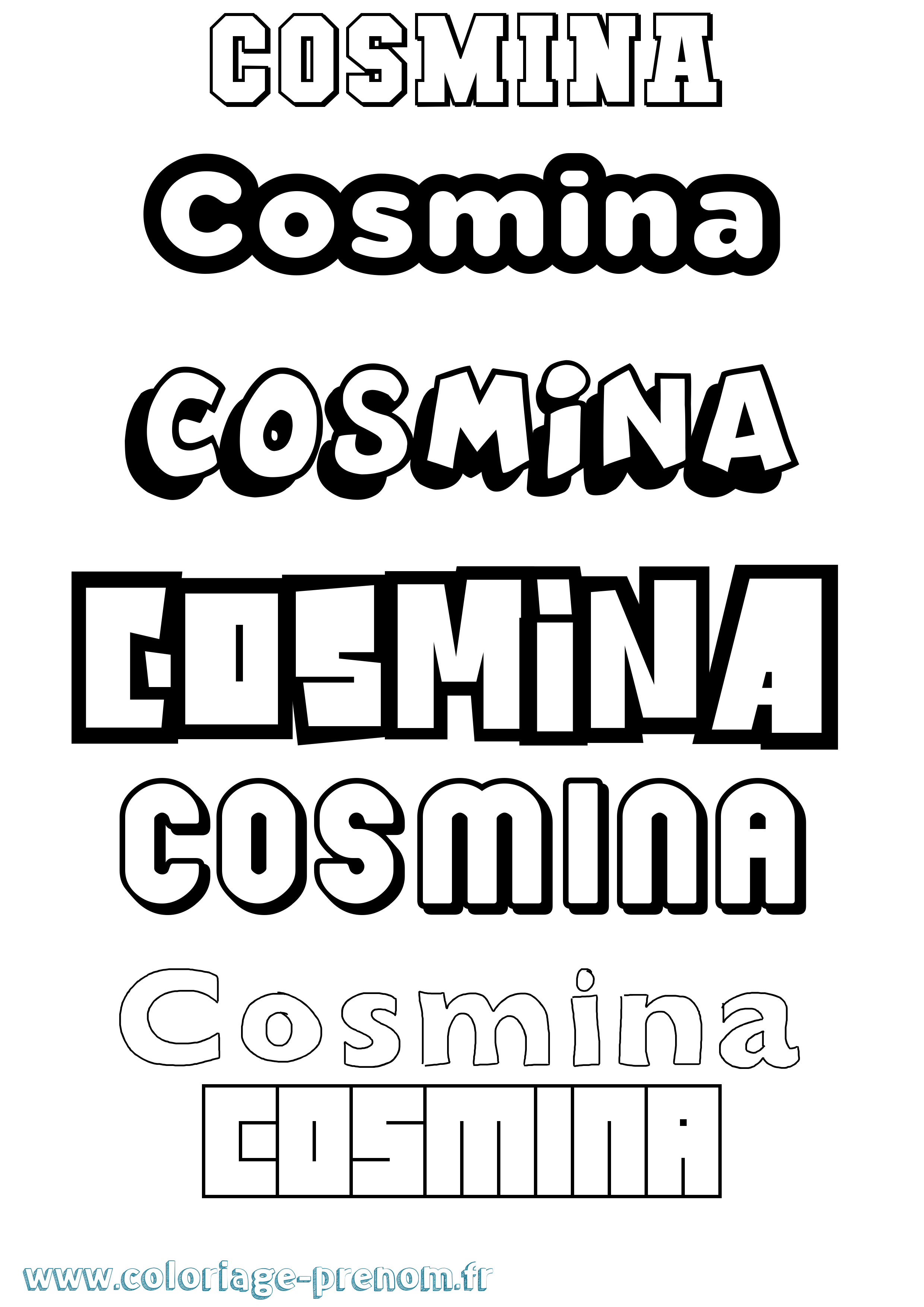 Coloriage prénom Cosmina Simple