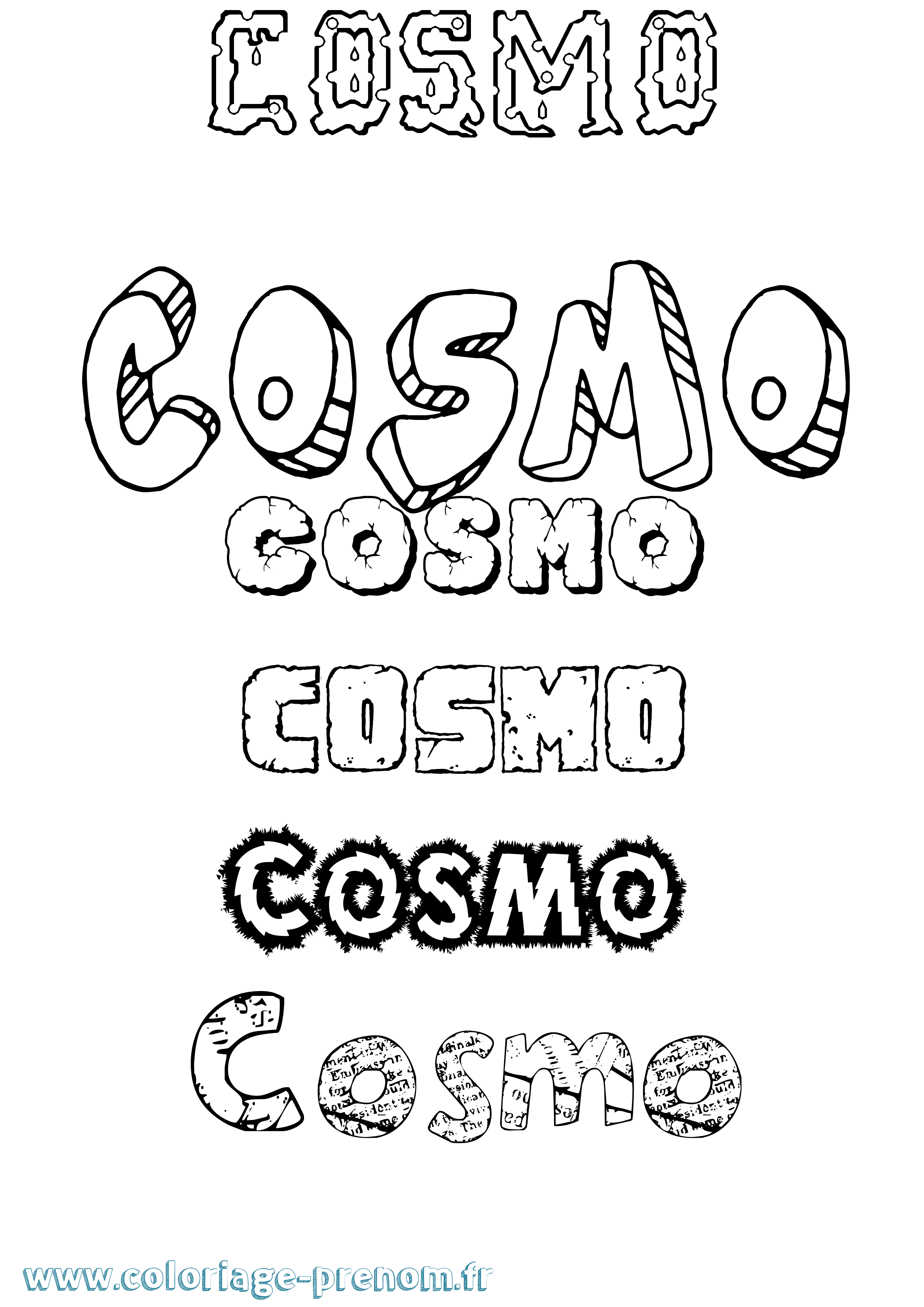 Coloriage prénom Cosmo Destructuré