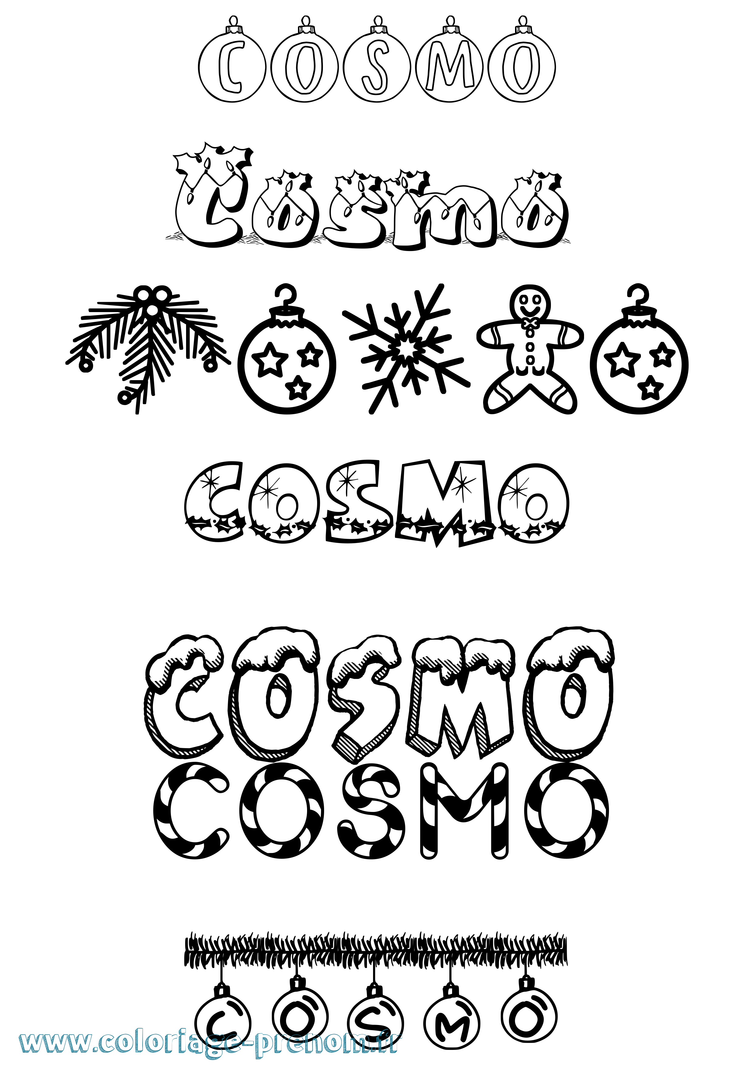 Coloriage prénom Cosmo Noël