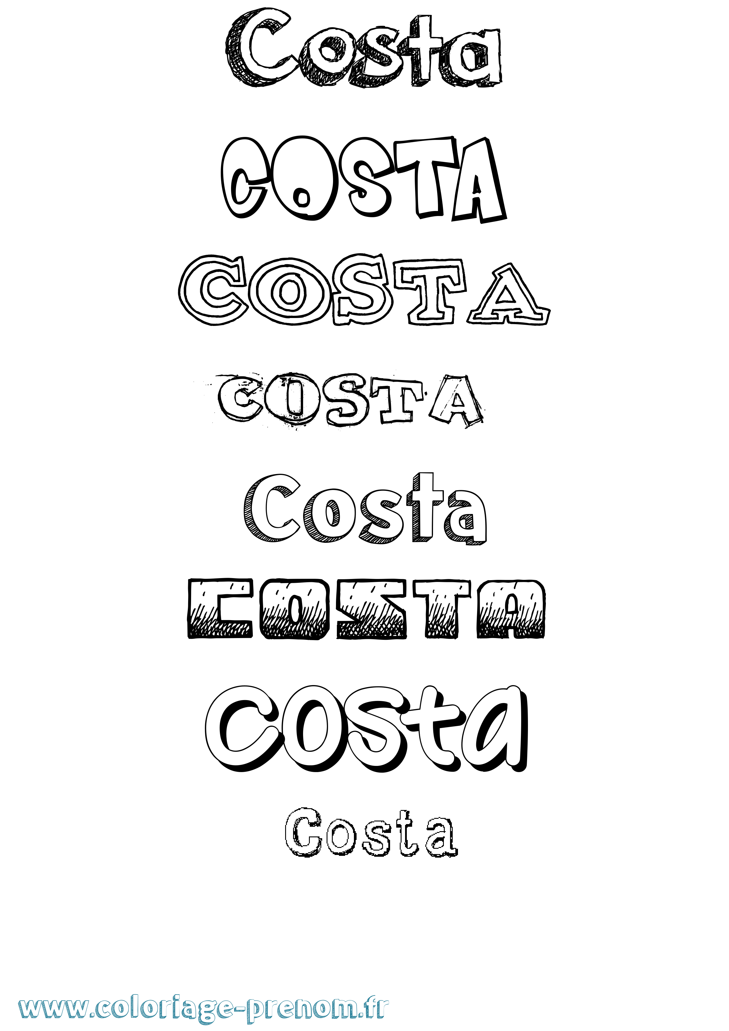 Coloriage prénom Costa Dessiné