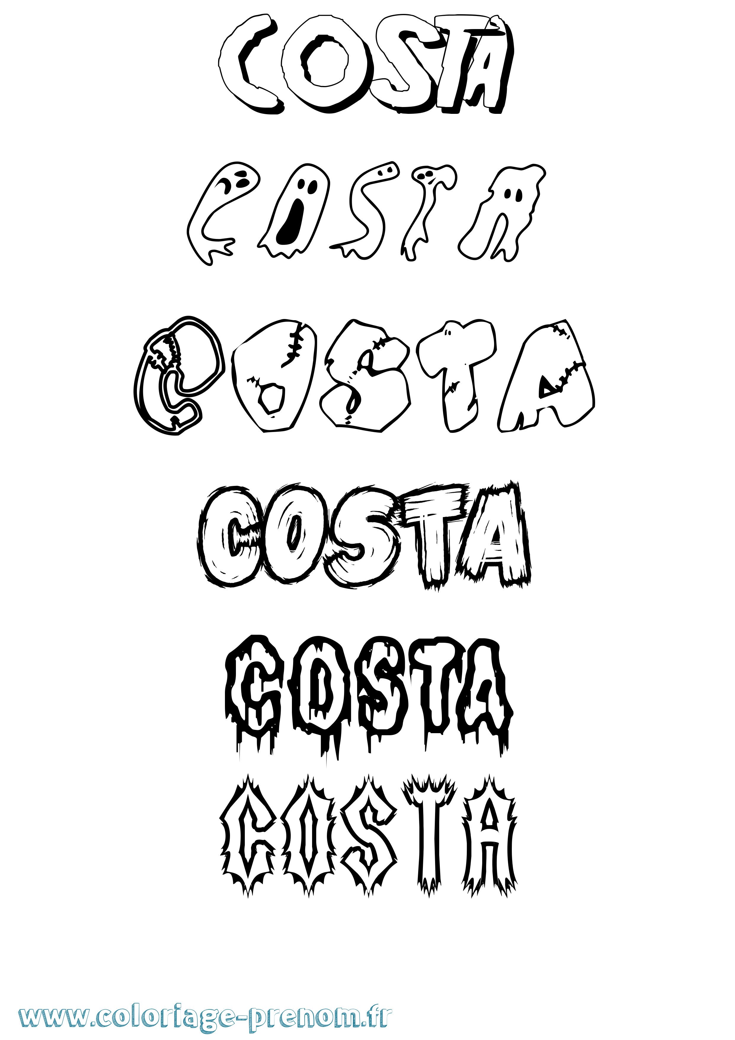 Coloriage prénom Costa Frisson