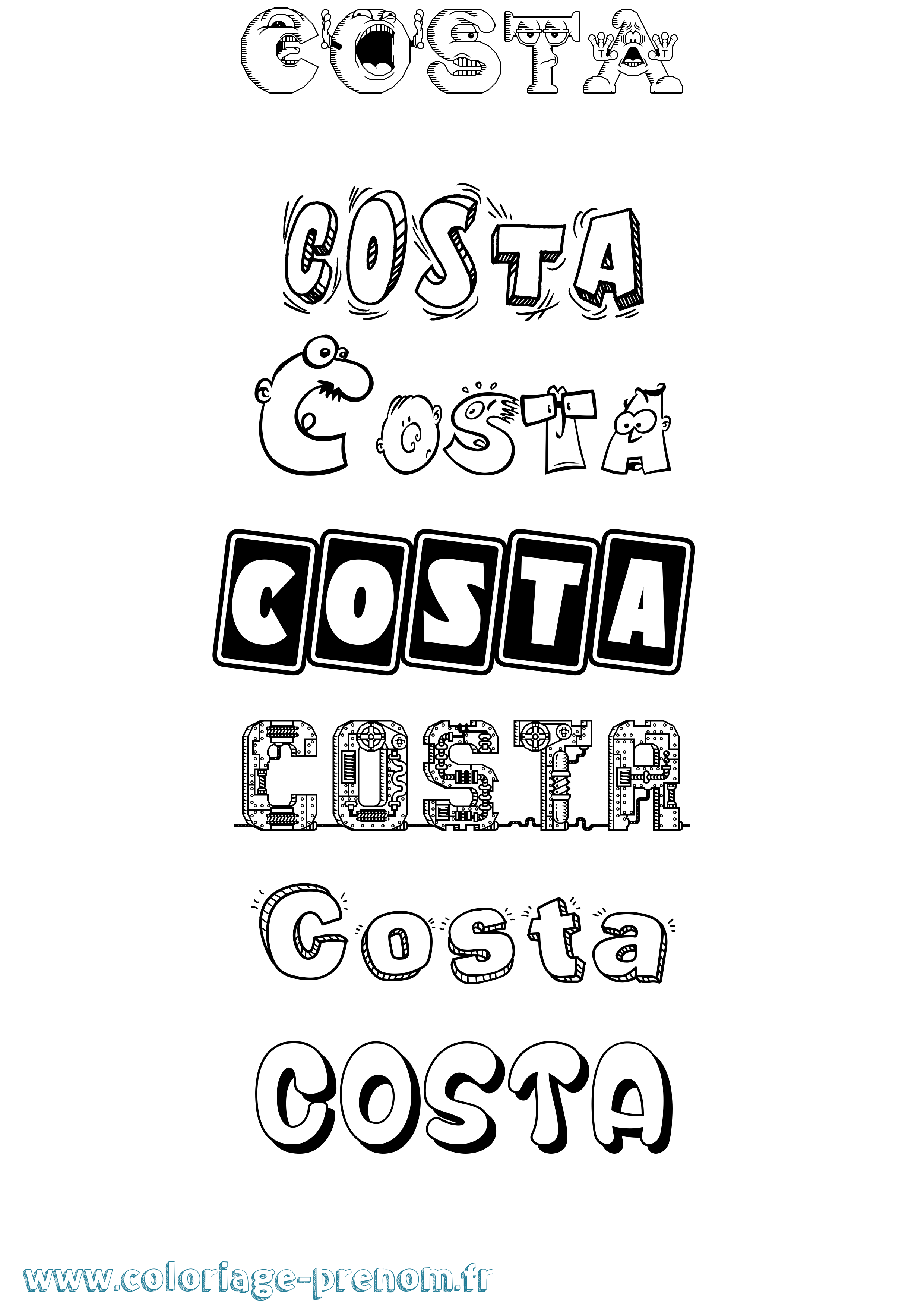 Coloriage prénom Costa Fun