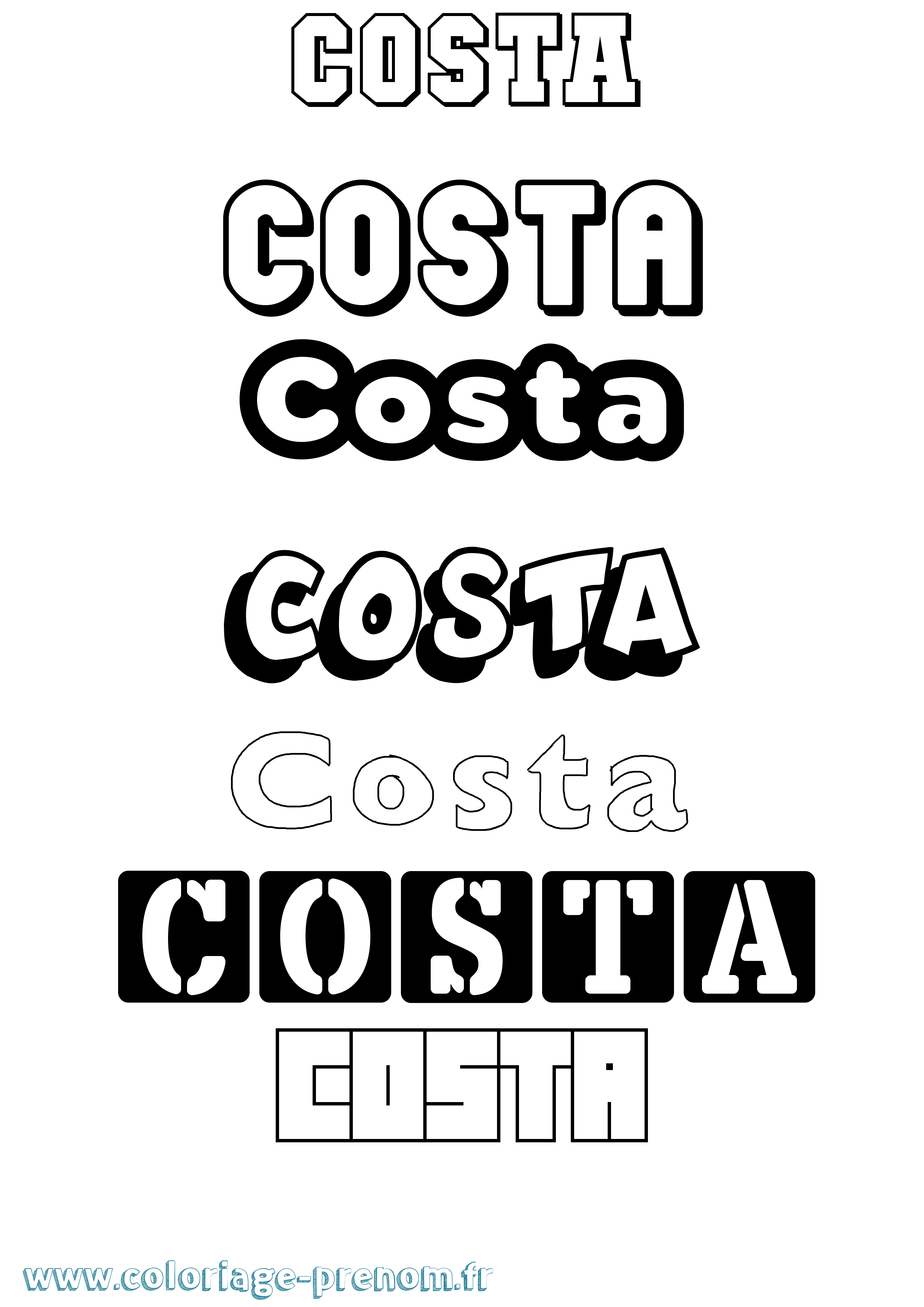 Coloriage prénom Costa Simple