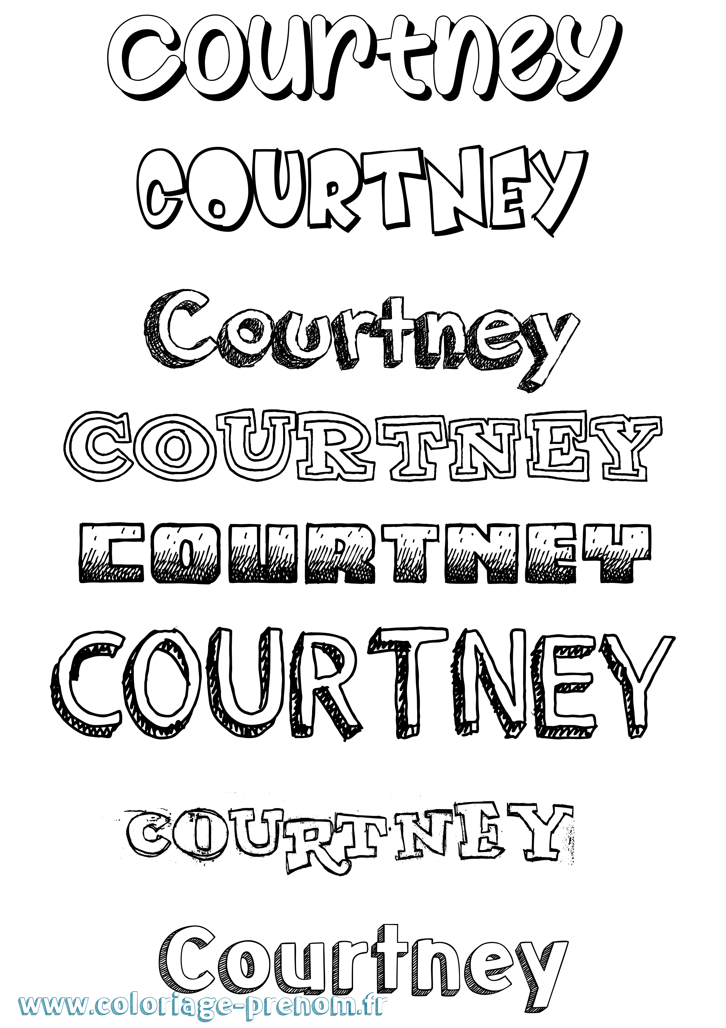 Coloriage prénom Courtney Dessiné