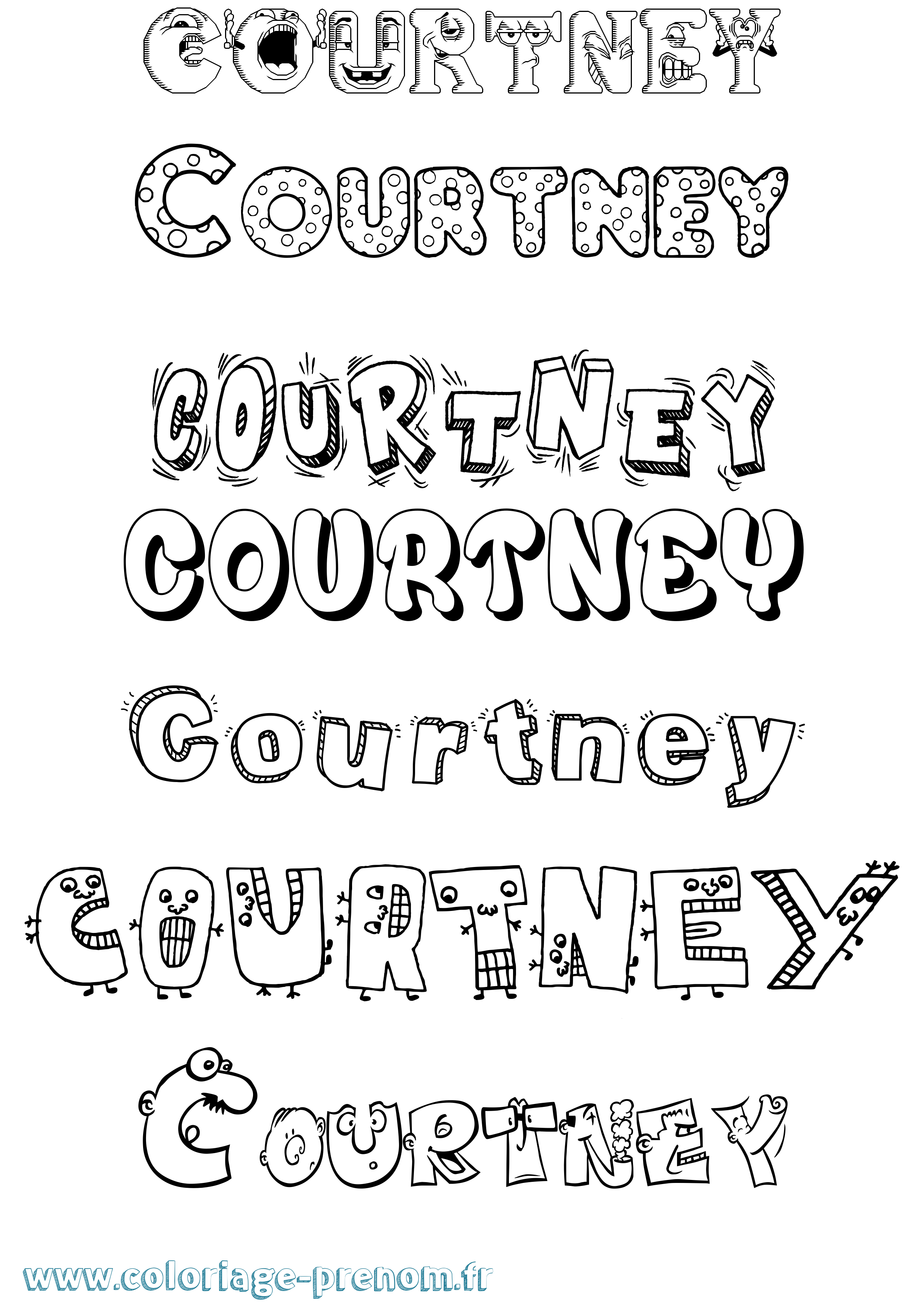 Coloriage prénom Courtney Fun