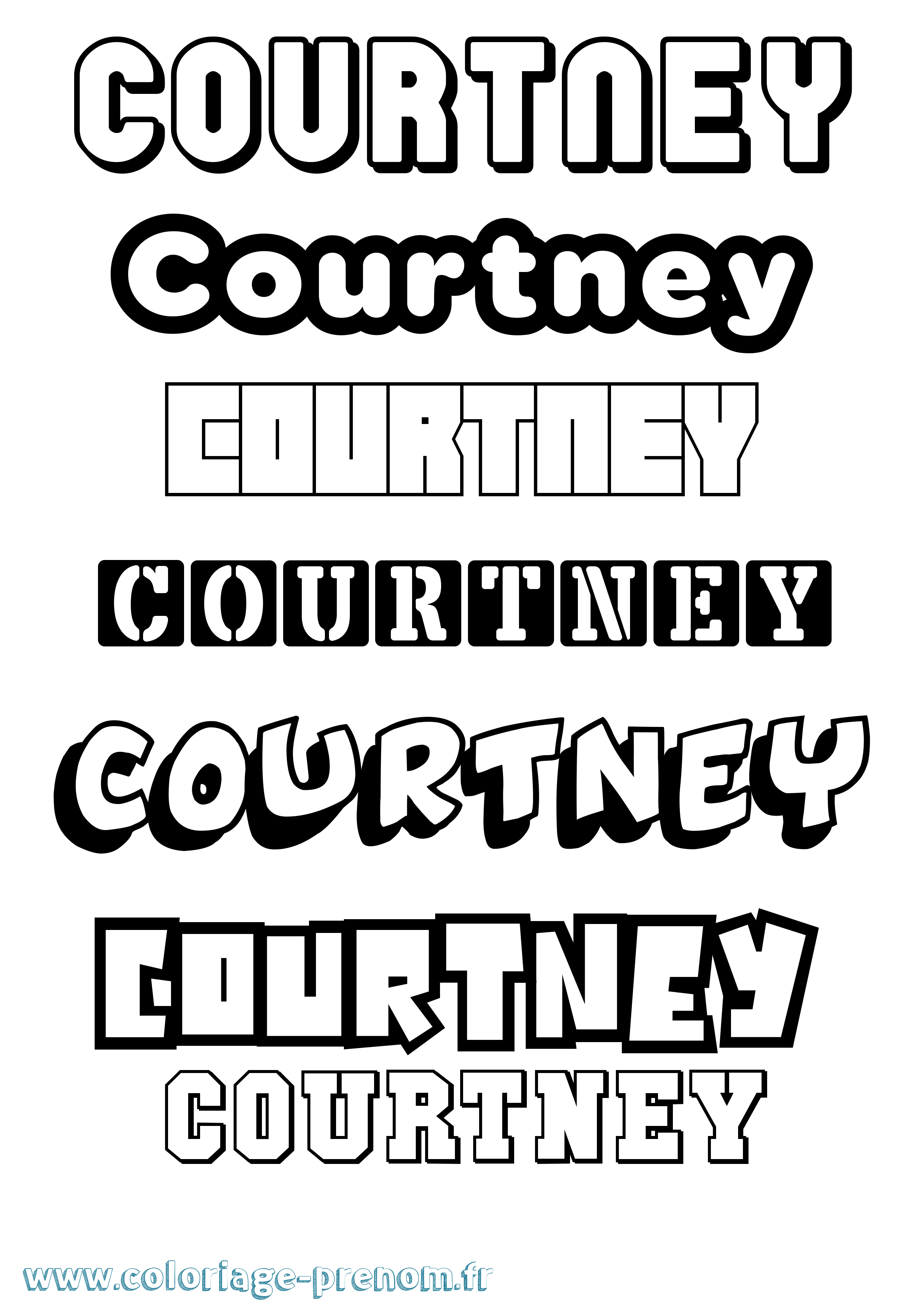 Coloriage prénom Courtney Simple