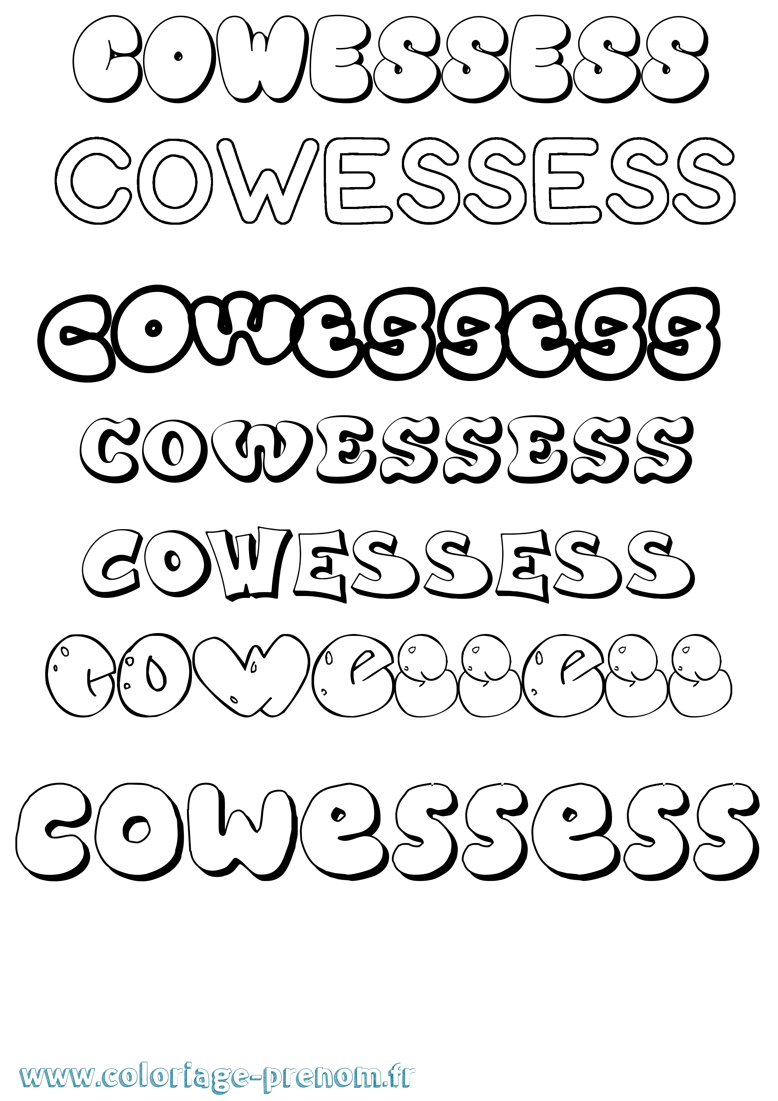 Coloriage Cowessess Bubble Coloriage prénom Cowessess Bubble