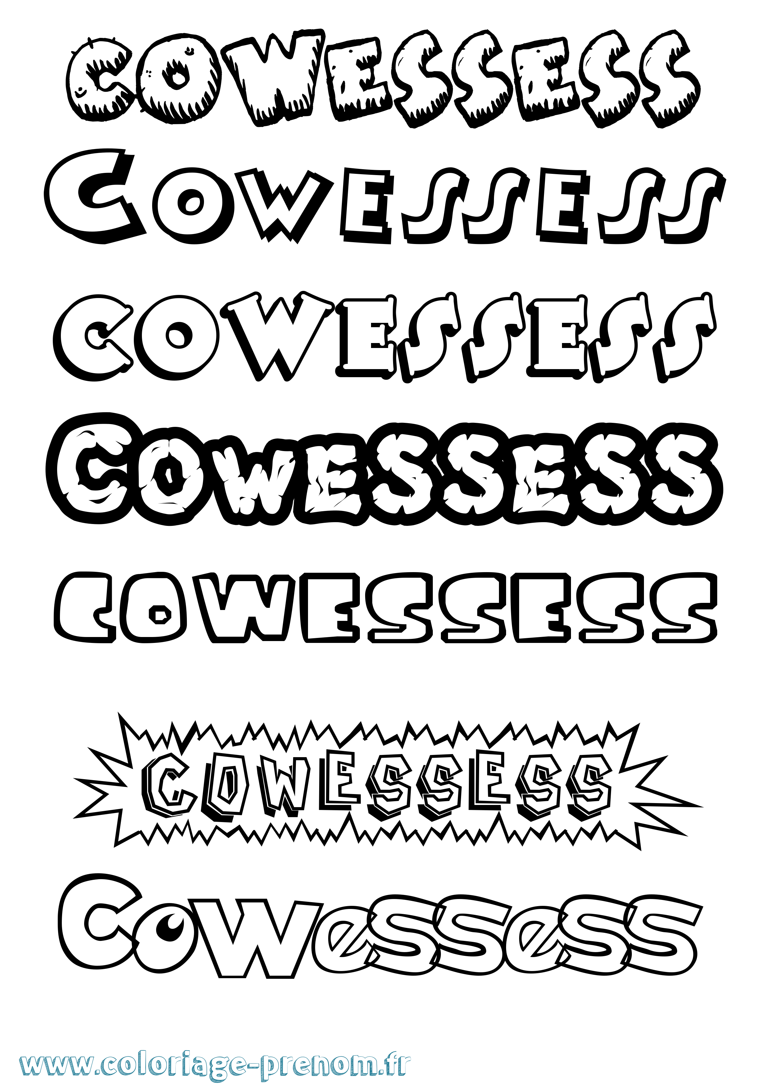 Coloriage Cowessess Dessin Animé Coloriage prénom Cowessess Dessin Animé