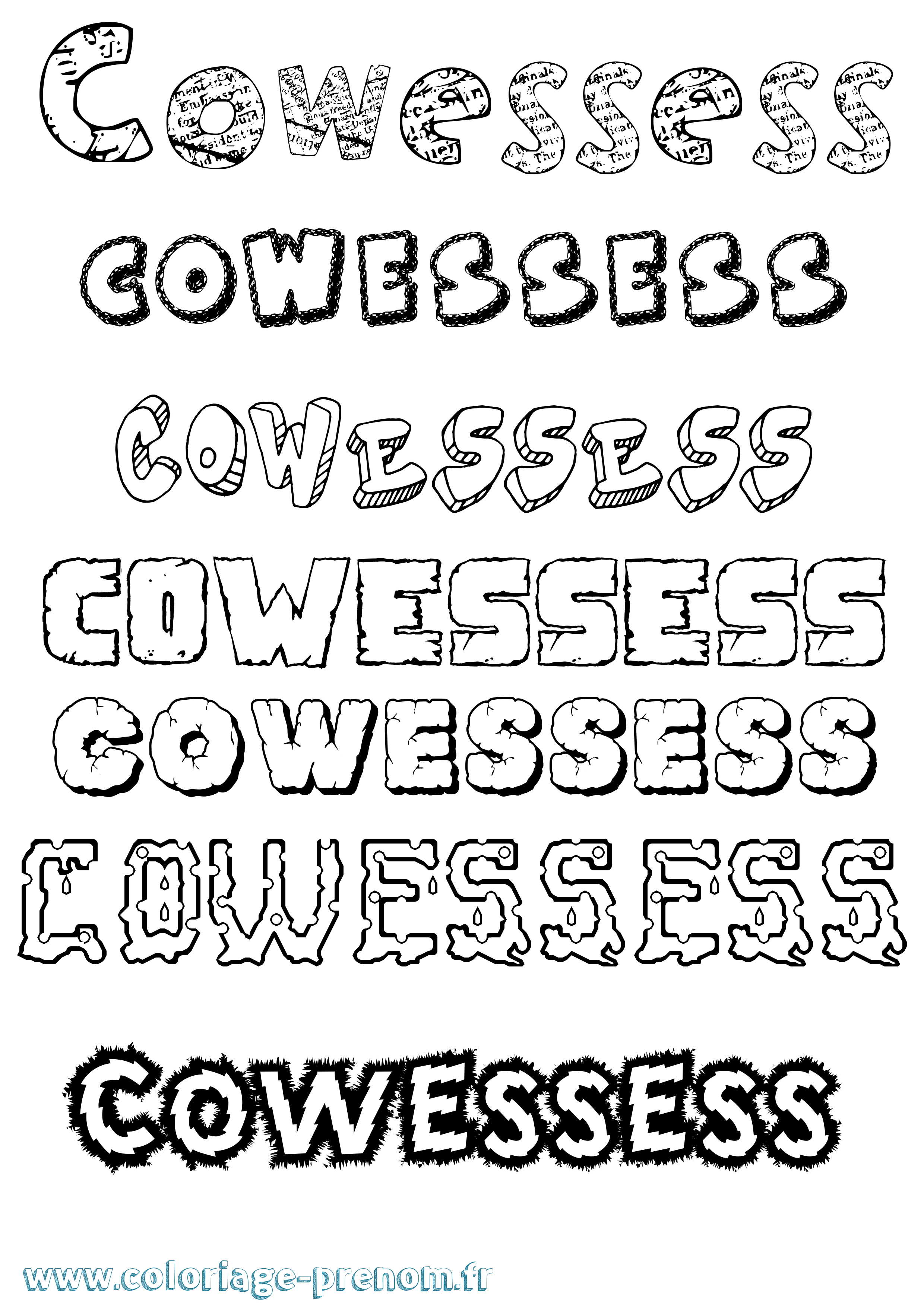 Coloriage Cowessess Destructuré Coloriage prénom Cowessess Destructuré