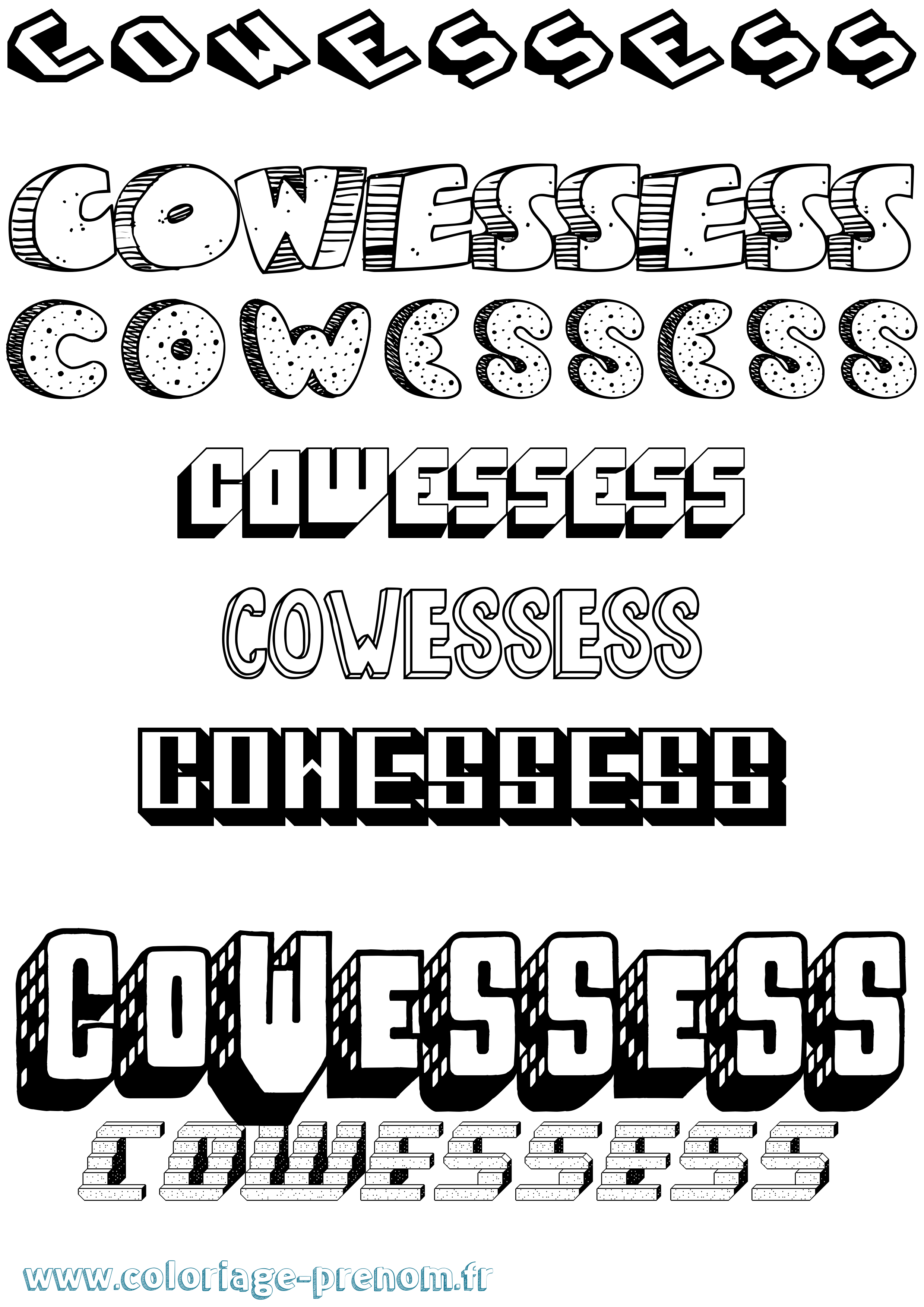 Coloriage Cowessess Effet 3D Coloriage prénom Cowessess Effet 3D