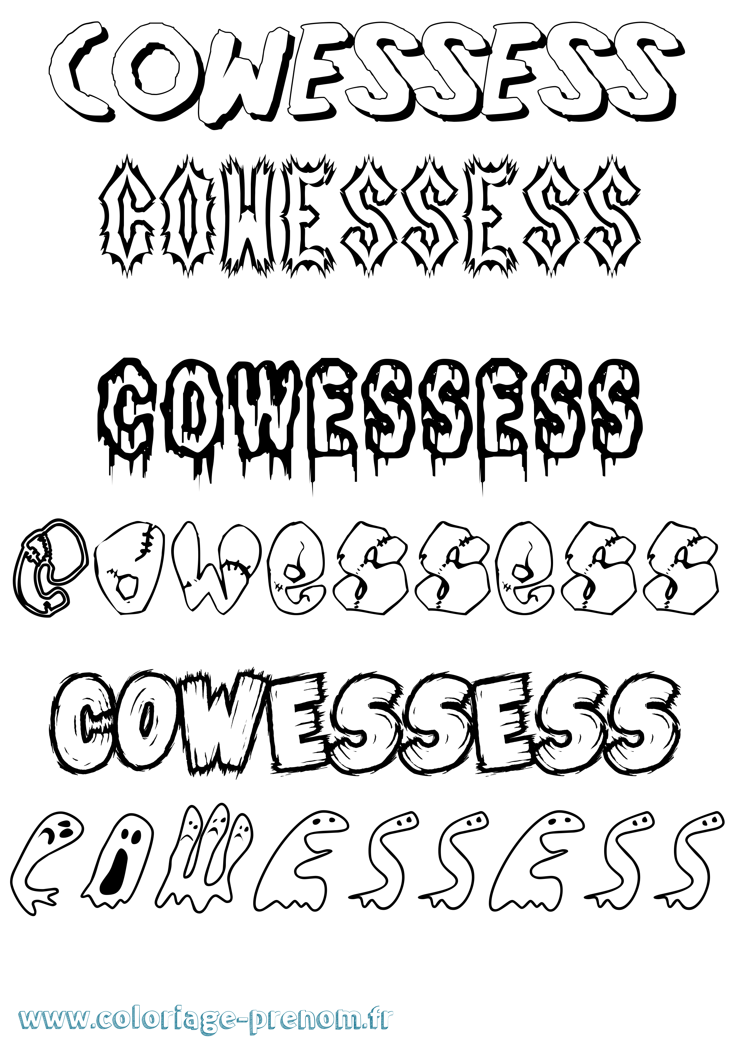 Coloriage Cowessess Frisson Coloriage prénom Cowessess Frisson