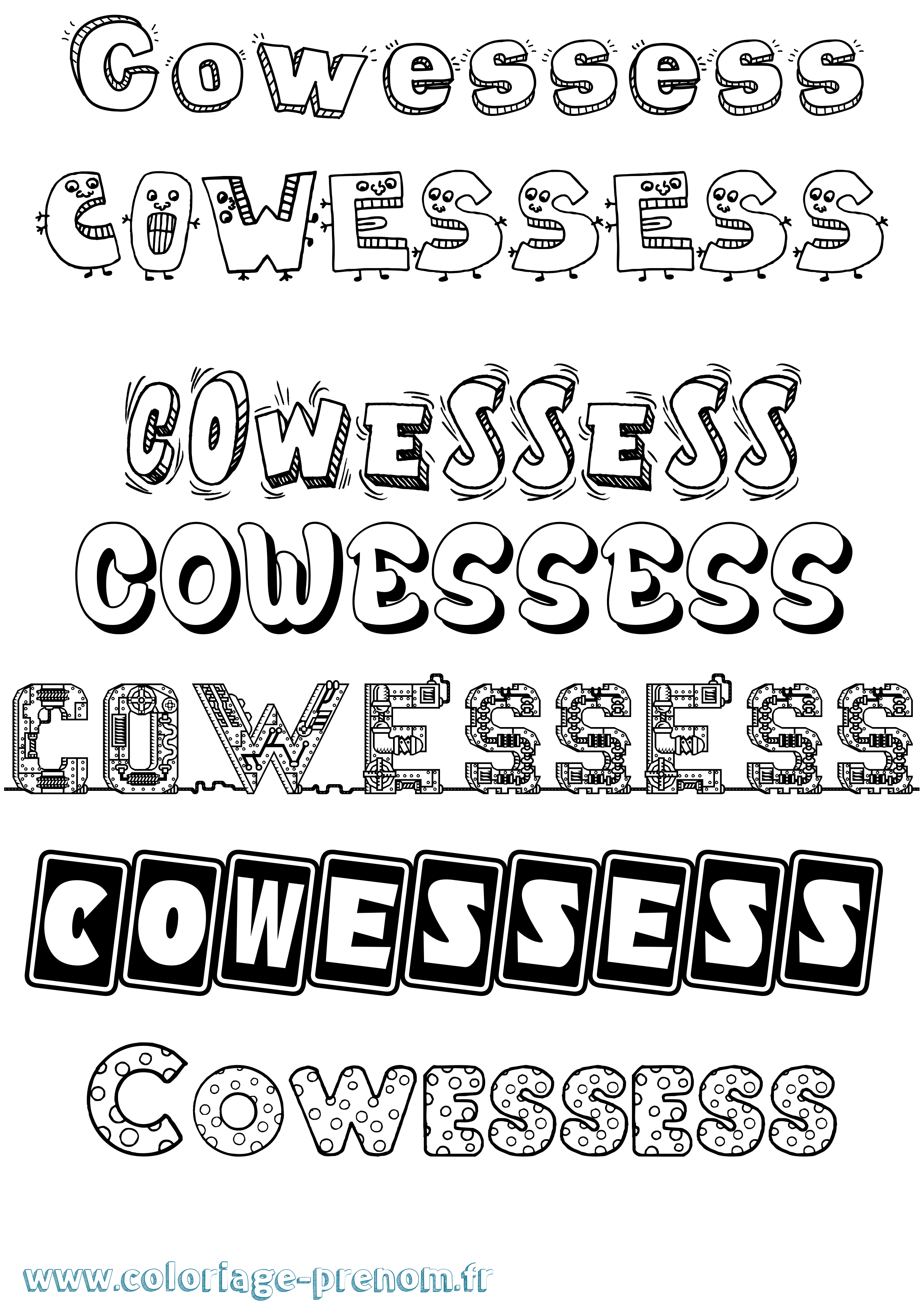 Coloriage Cowessess Fun Coloriage prénom Cowessess Fun